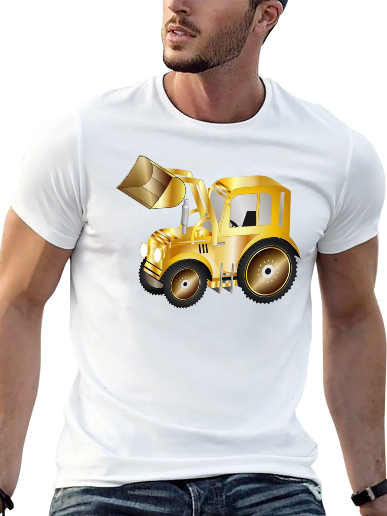 Gold Tractor Graphic Tee - Statement Style