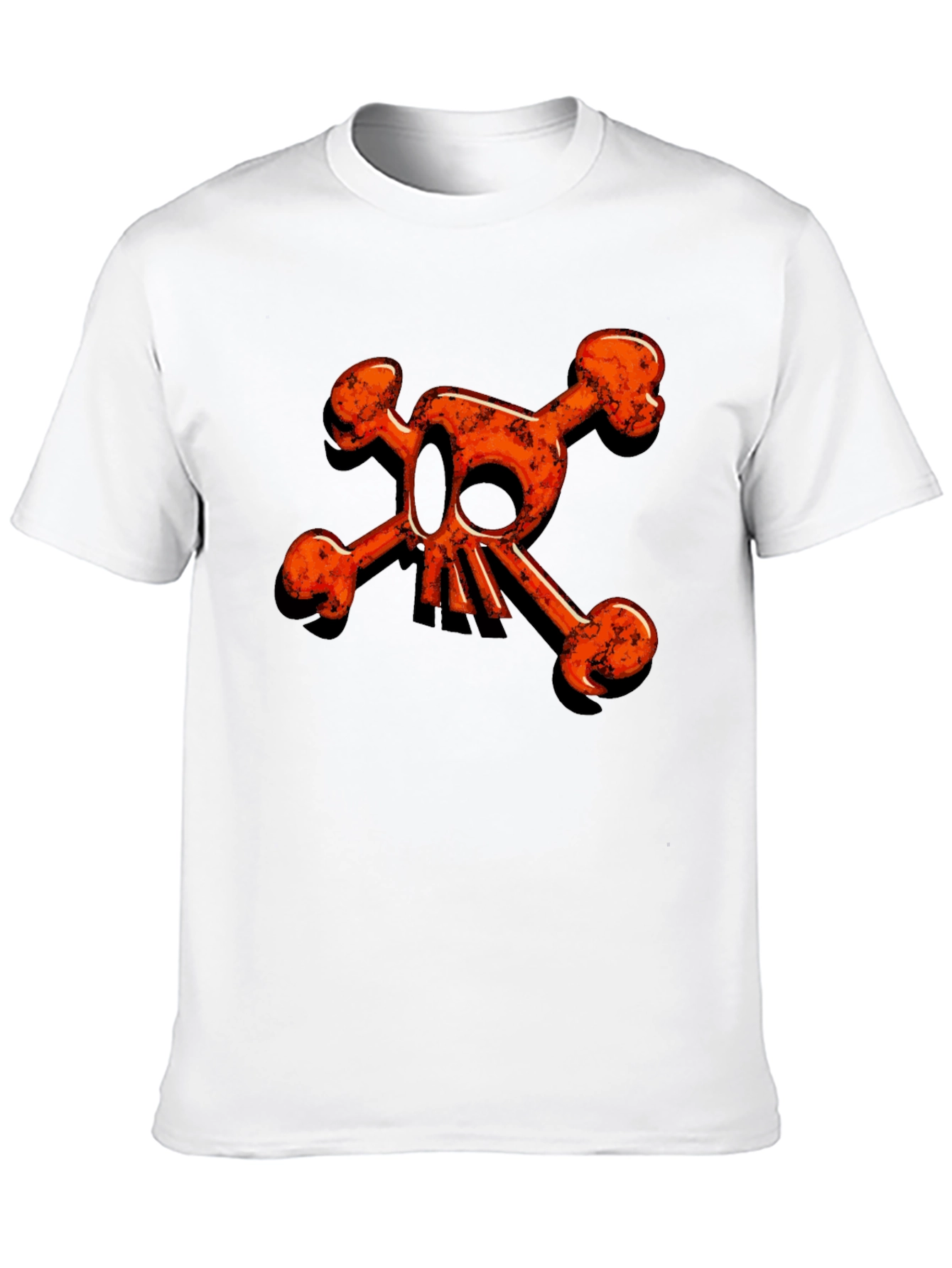 Edgy Orange Skull & Crossbones Graphic Black Tee