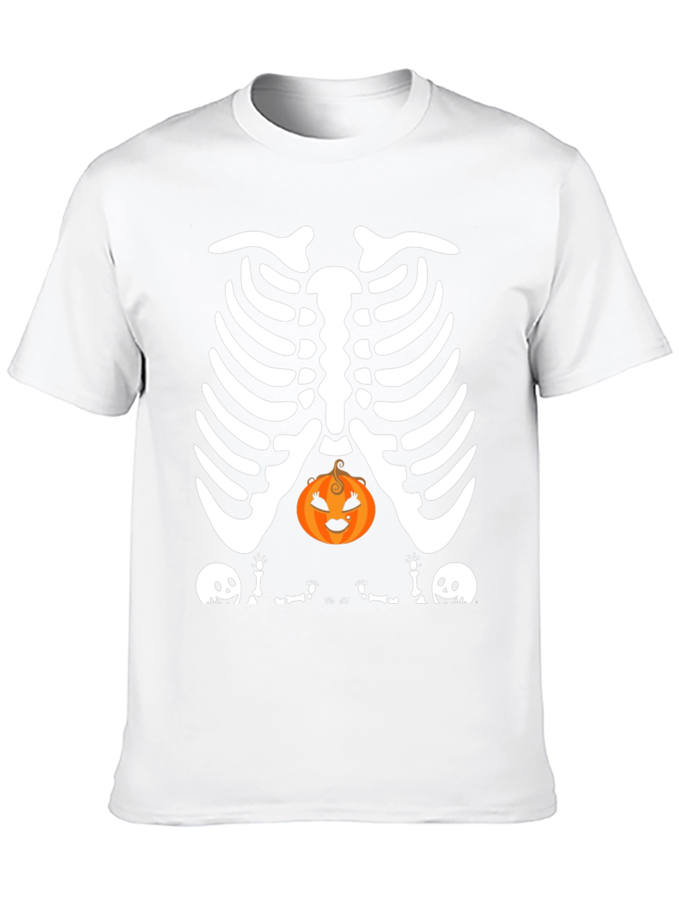Halloween Skeleton Rib Pumpkin Graphic Tee