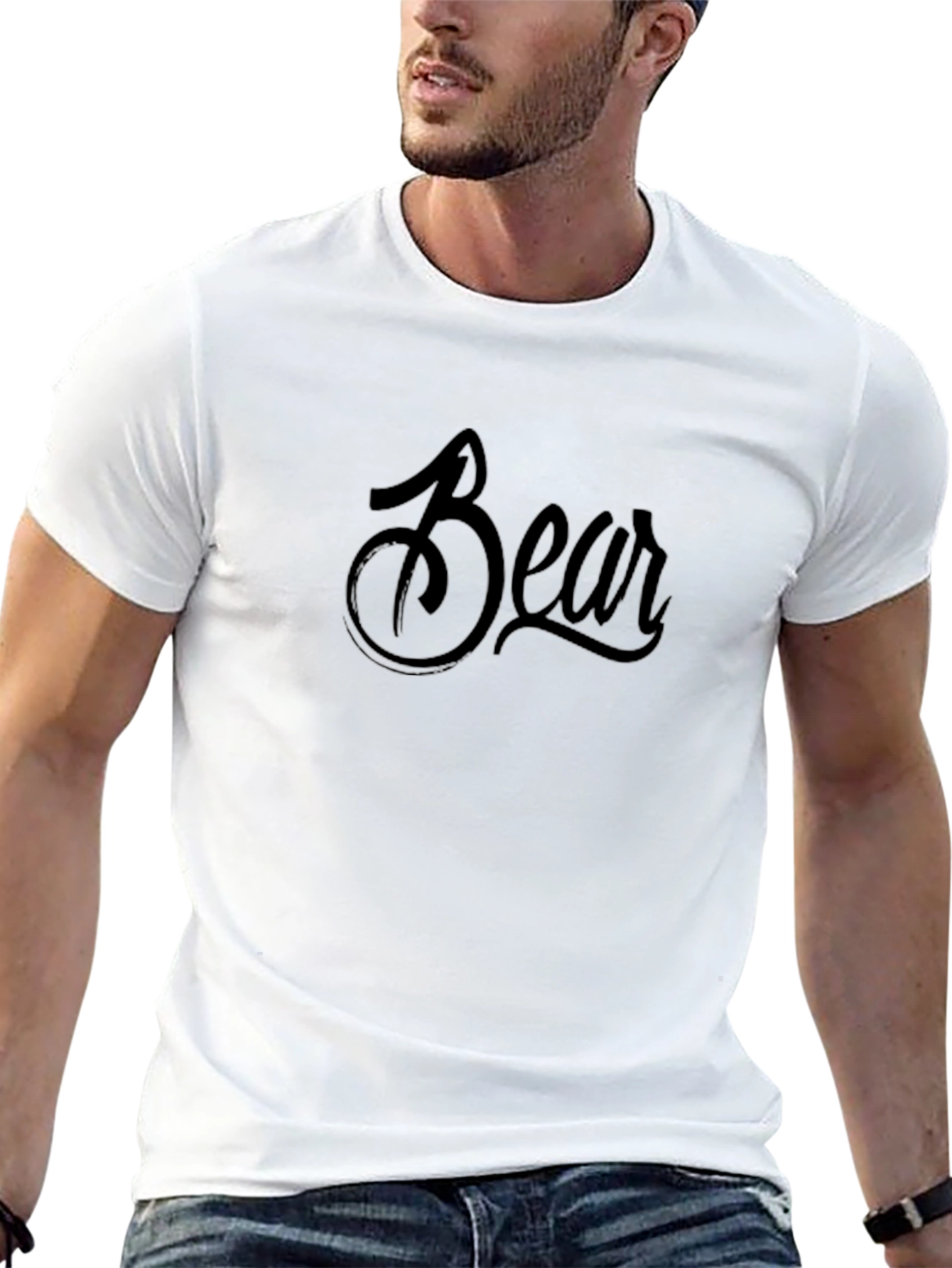 Bear Script Black T-Shirt - Casual Style