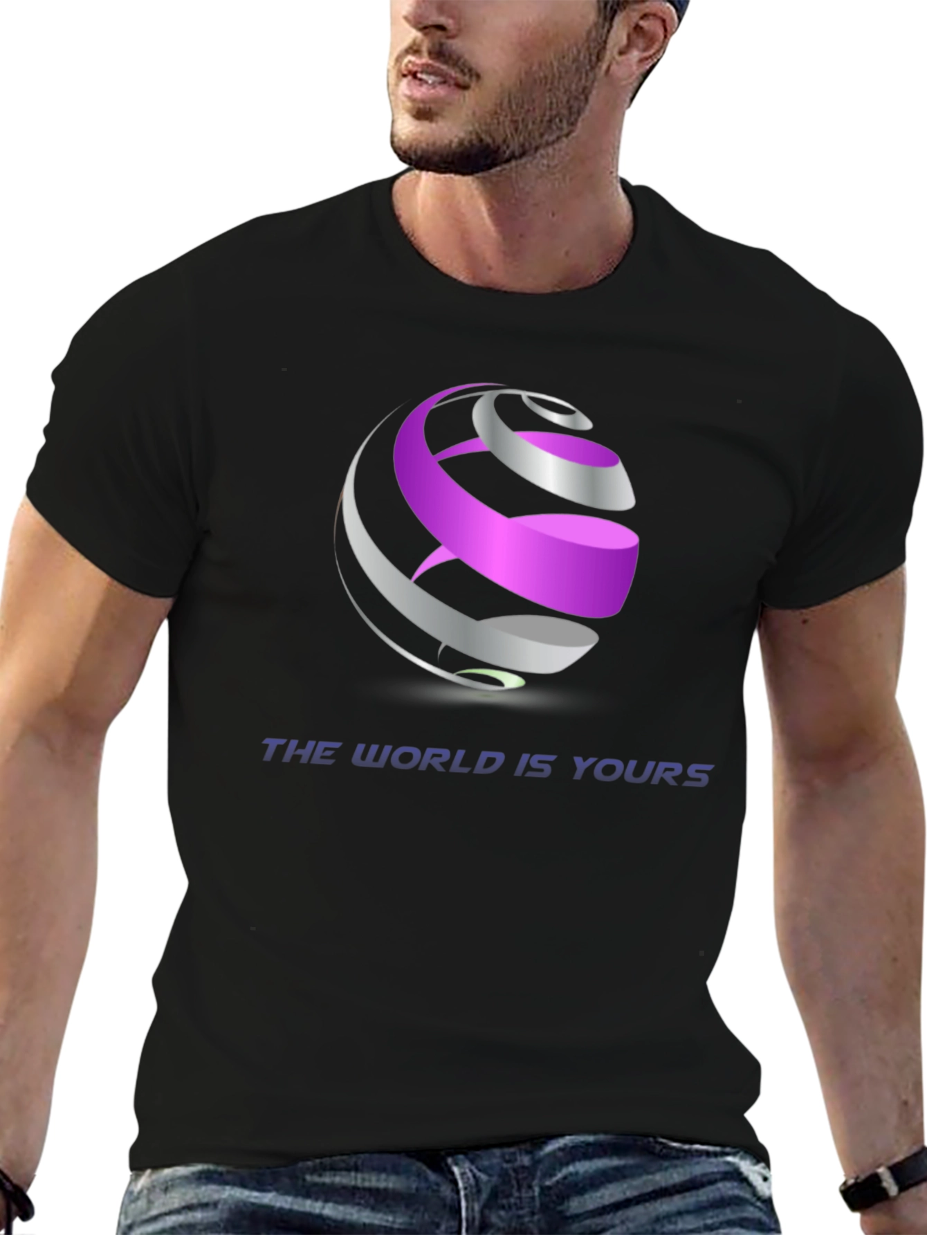 Abstract Globe Graphic Black T-Shirt