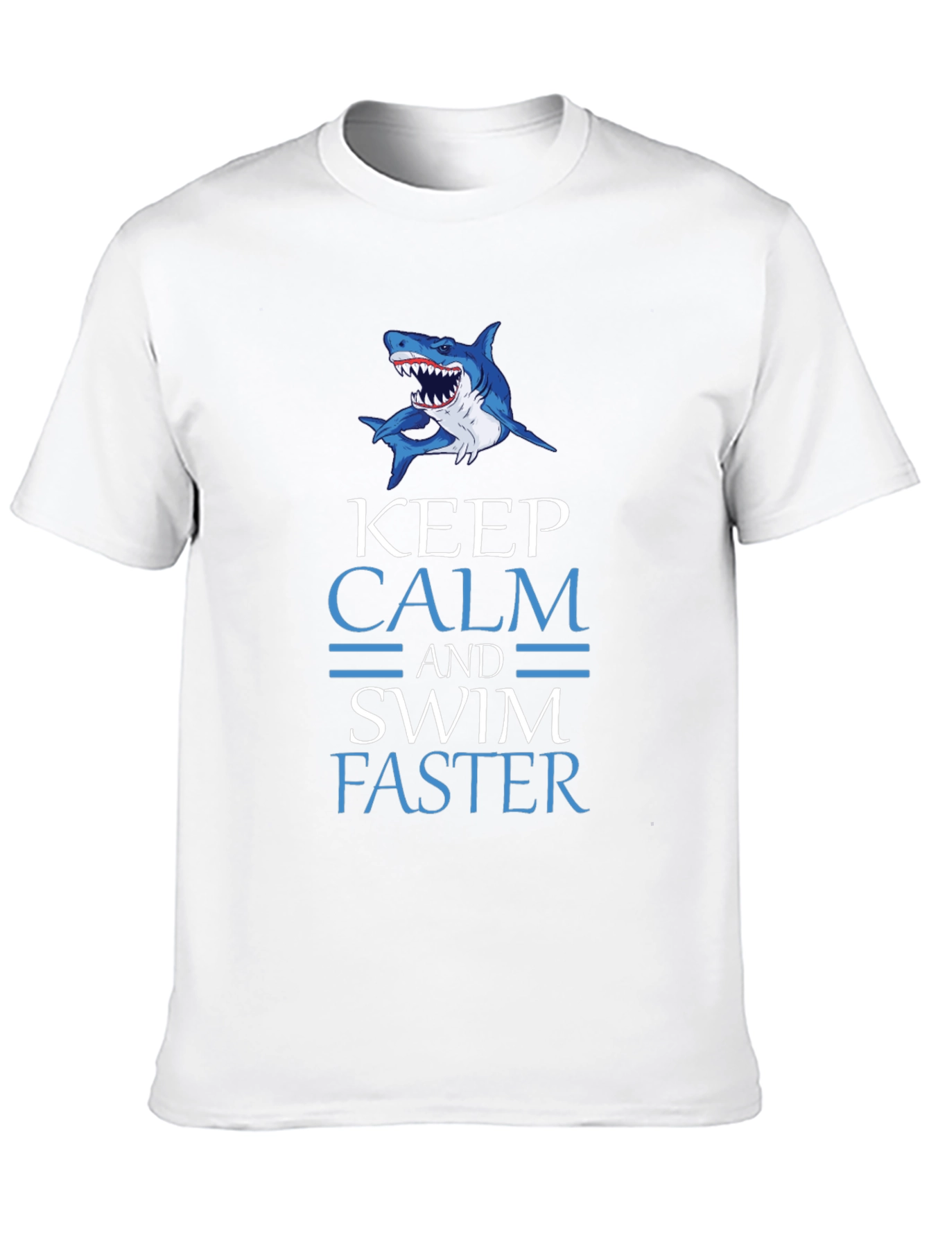 Keep Calm Swim Faster Shark Graphic T-Shirt
