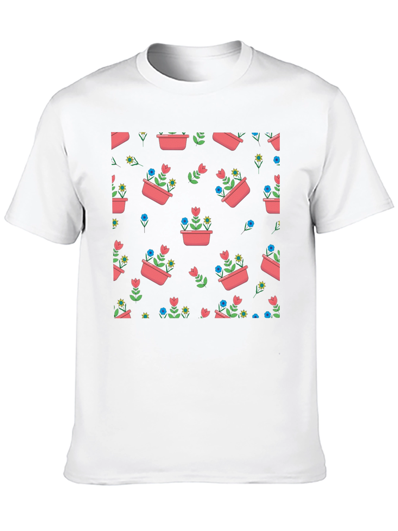 Floral Planter Pattern T-Shirt - Stylish Graphic Tee