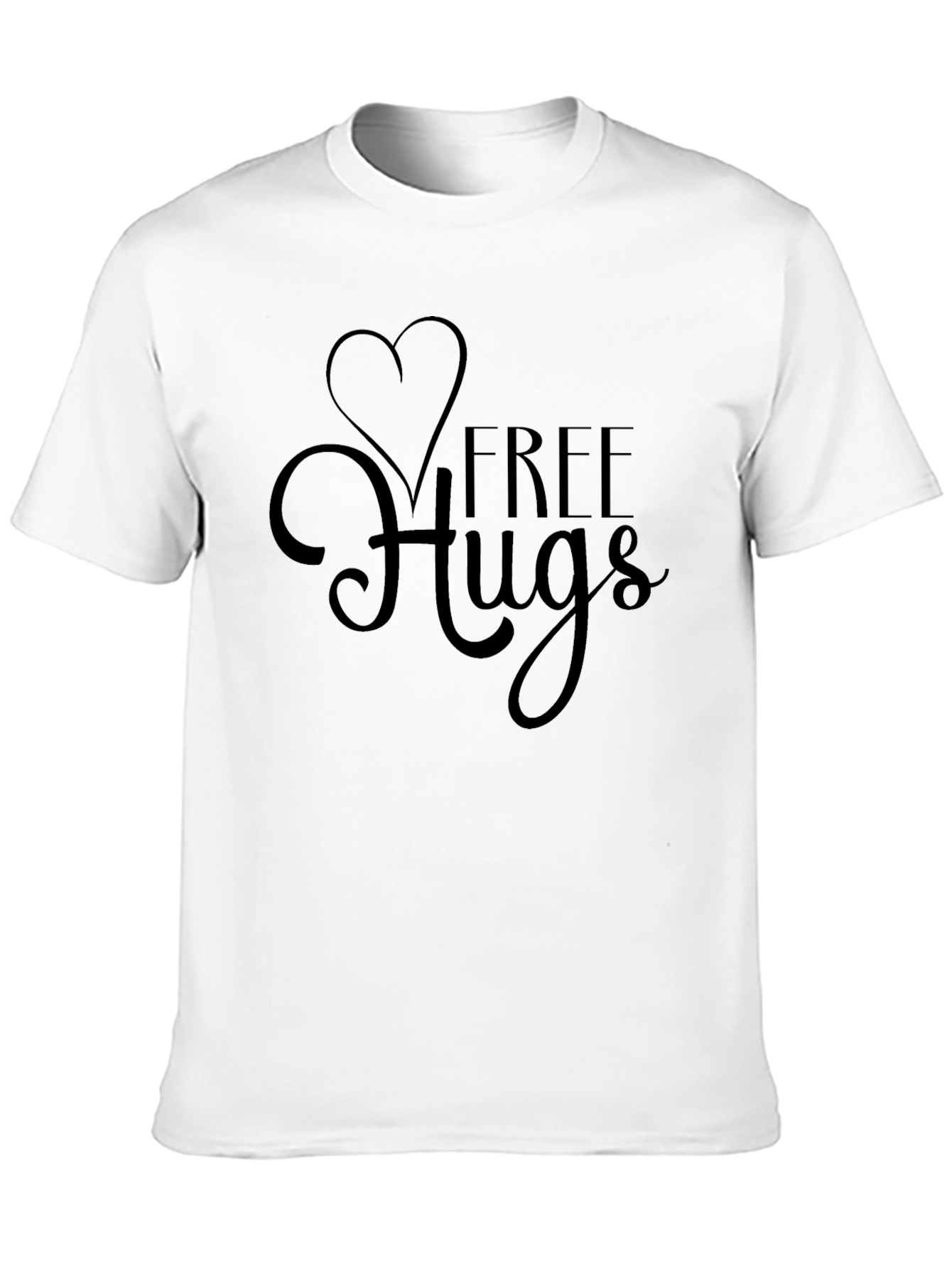 Free Hugs Graphic Tee - Heart Design Soft Cotton