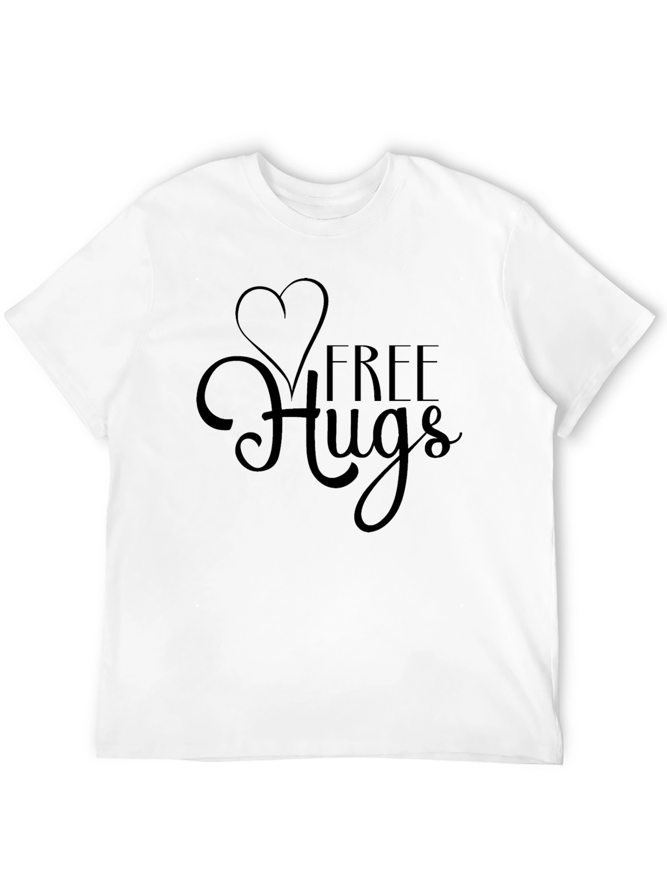 Free Hugs Graphic Tee - Heart Design Soft Cotton
