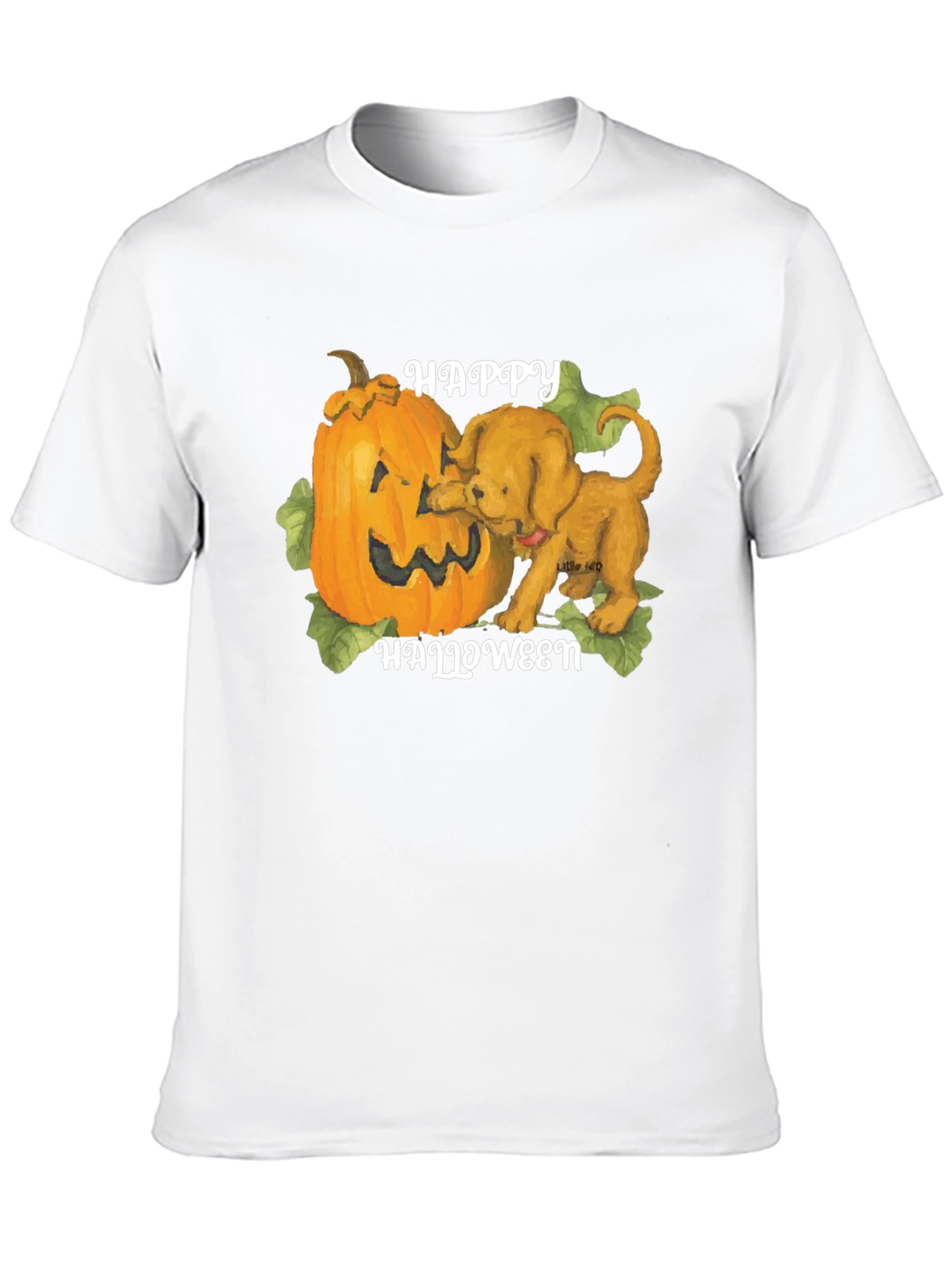 Halloween Dog & Pumpkin Graphic T-Shirt