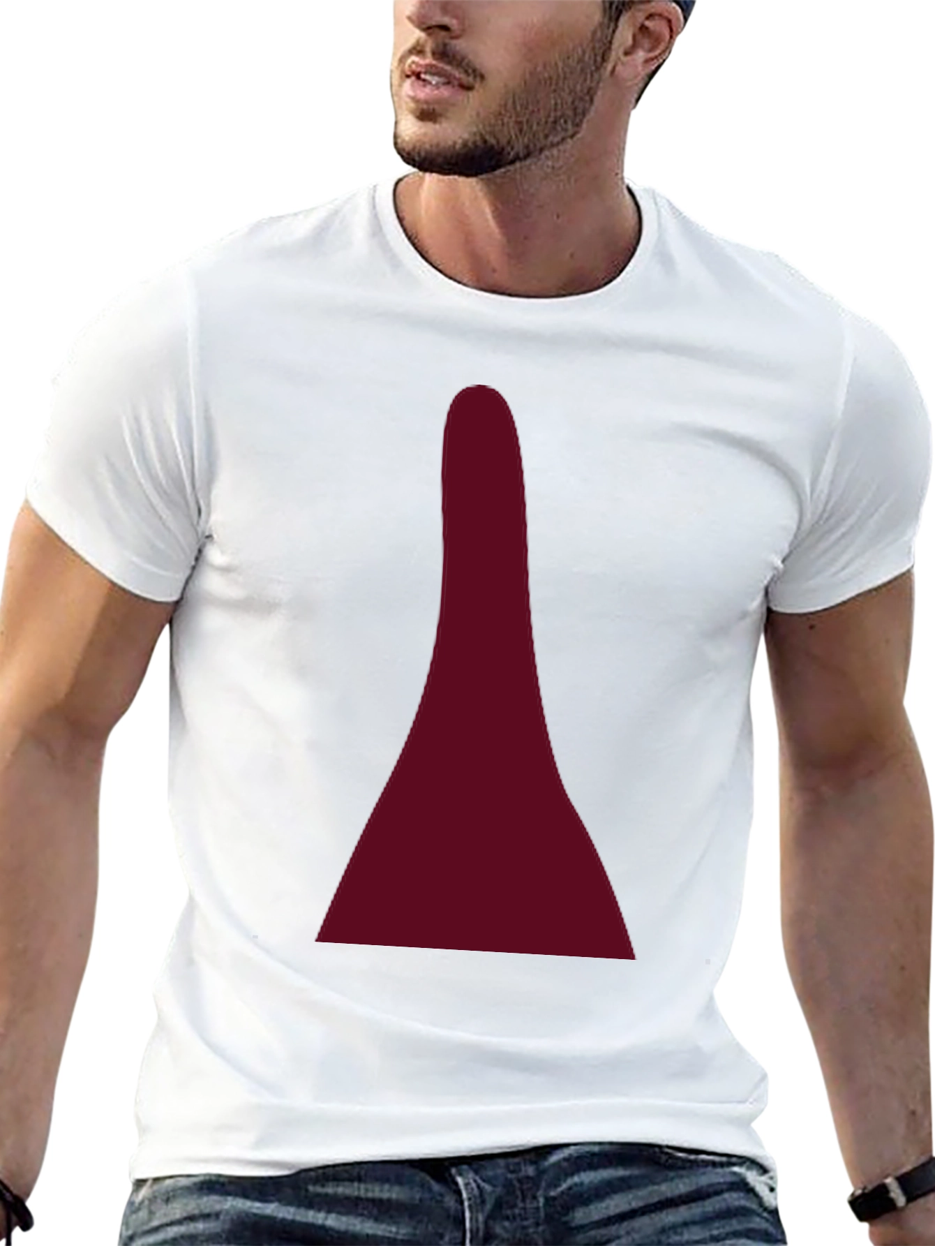 Maroon Geometric Design Black T-Shirt