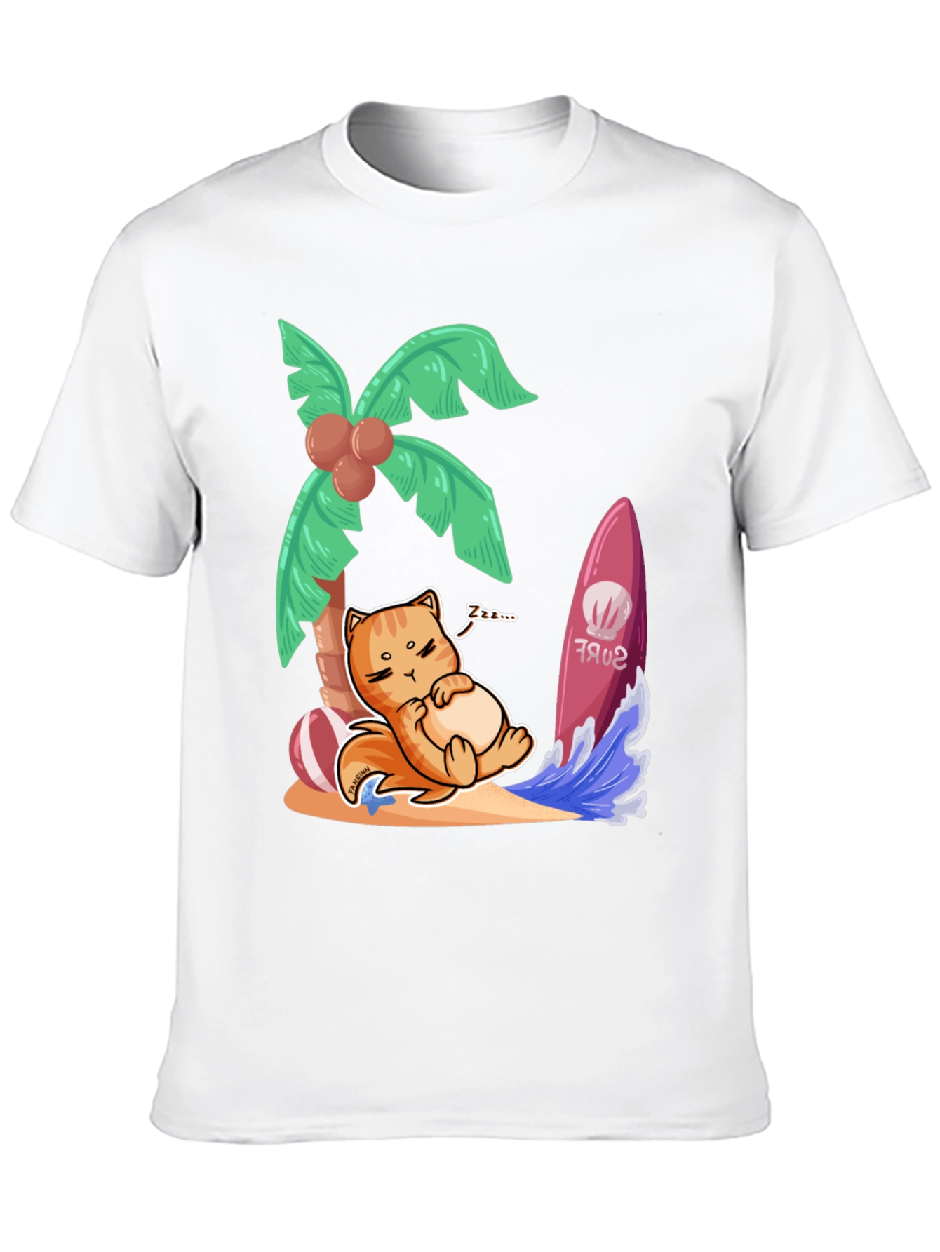 Chill Cat Surf T-Shirt: Beach Vibes Only!