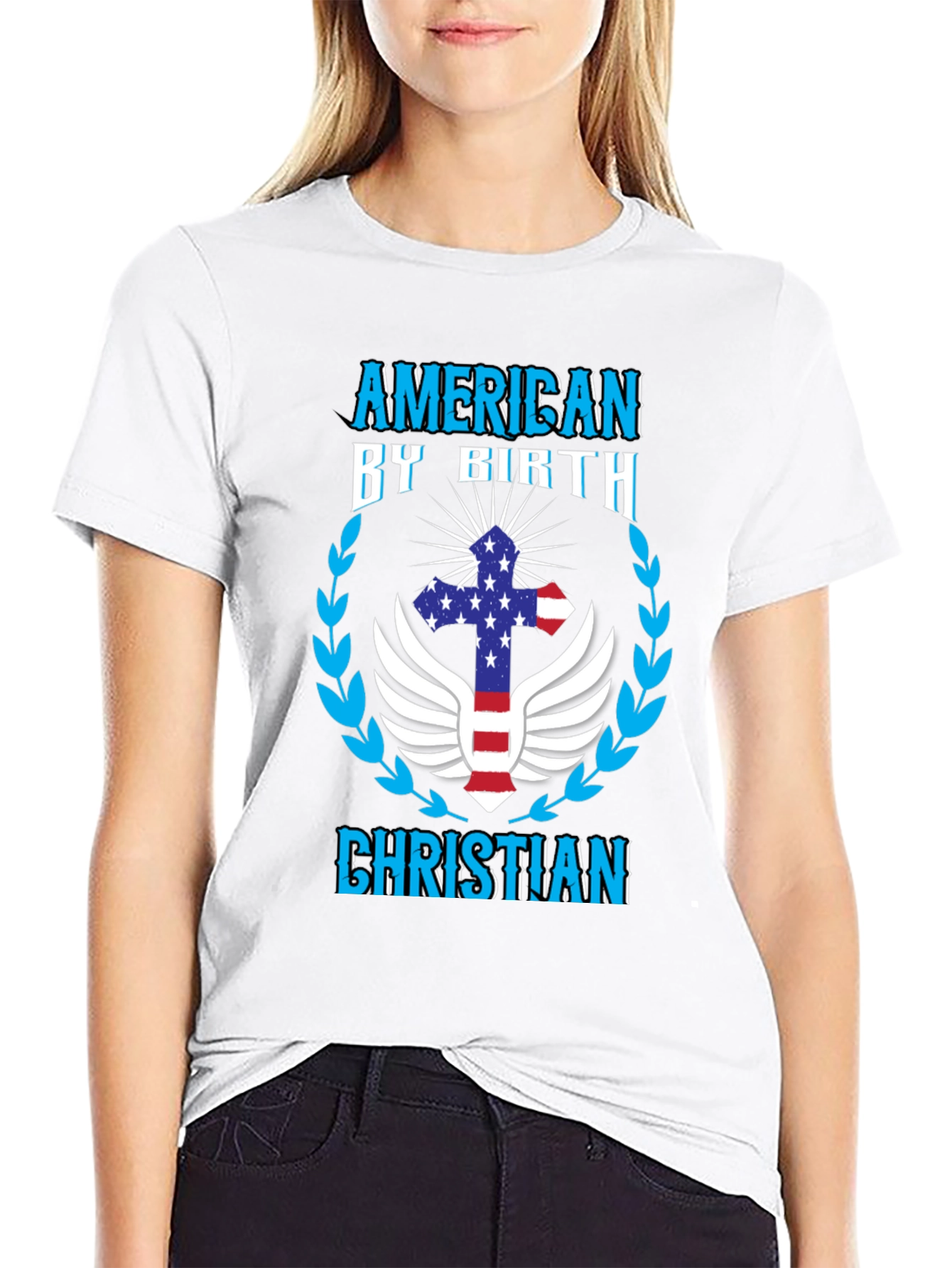 American by Birth Christian Black Graphic Tee