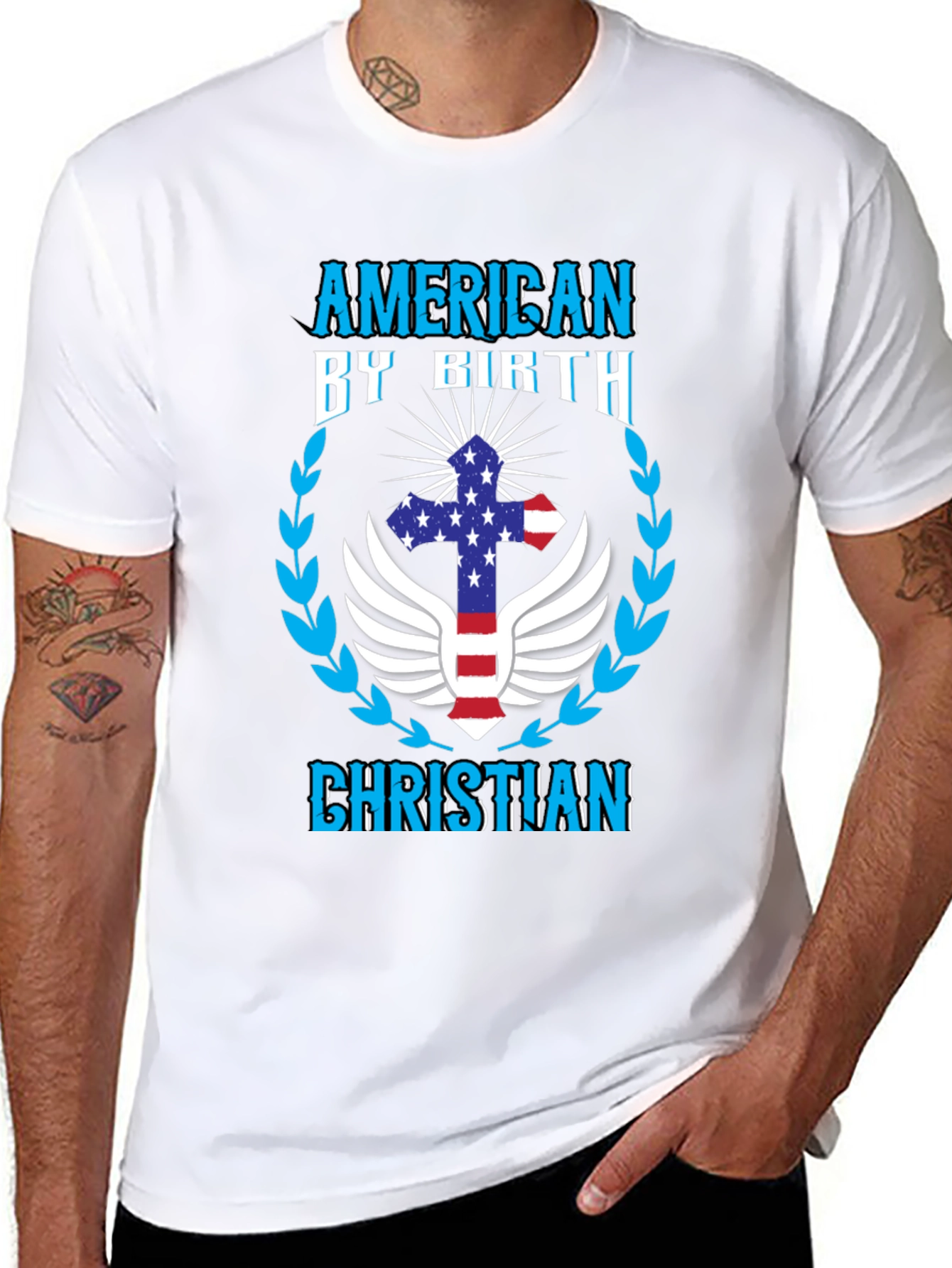 American by Birth Christian Black Graphic Tee