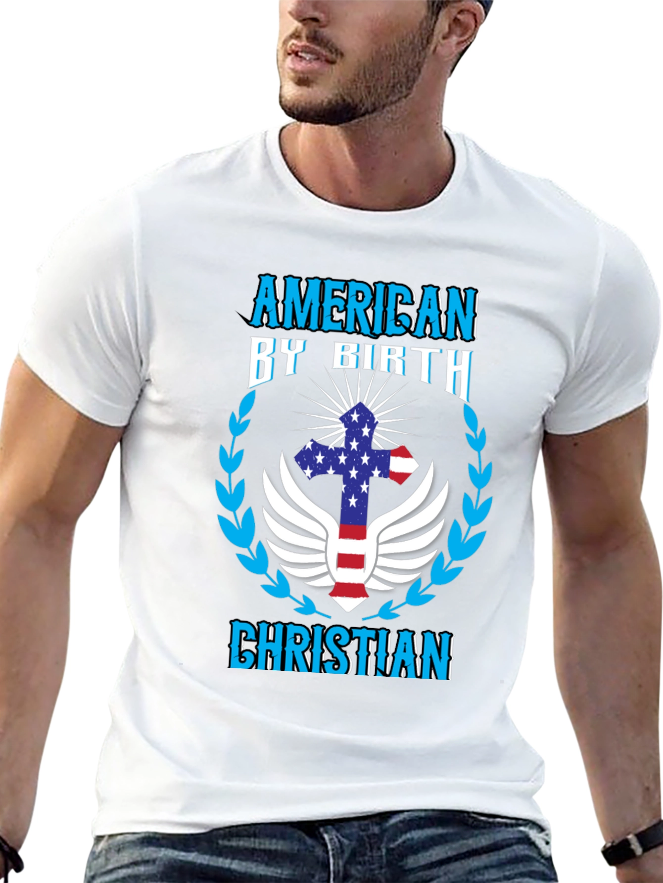 American by Birth Christian Black Graphic Tee