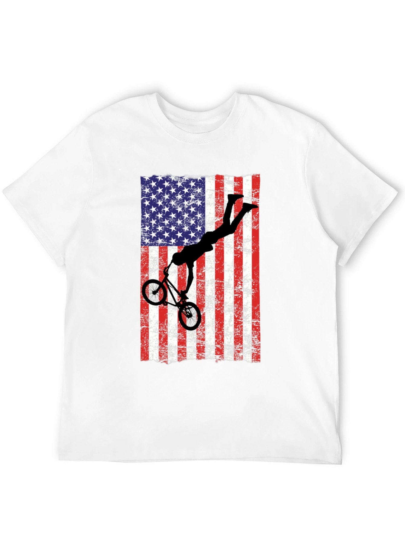 American Flag BMX T-Shirt - Patriotic Bike Rider