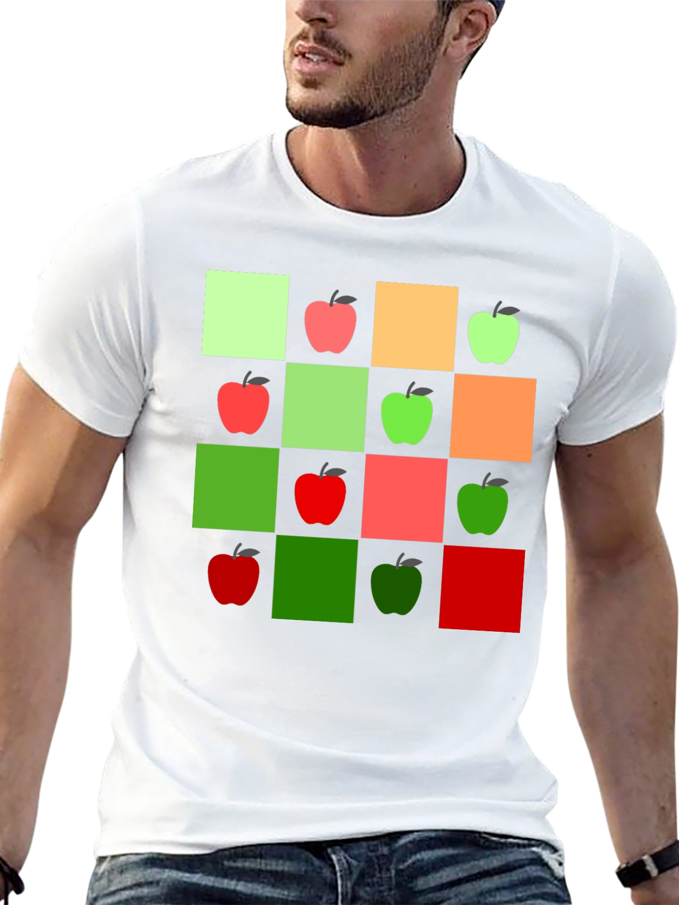 Geometric Apple Pattern T-Shirt