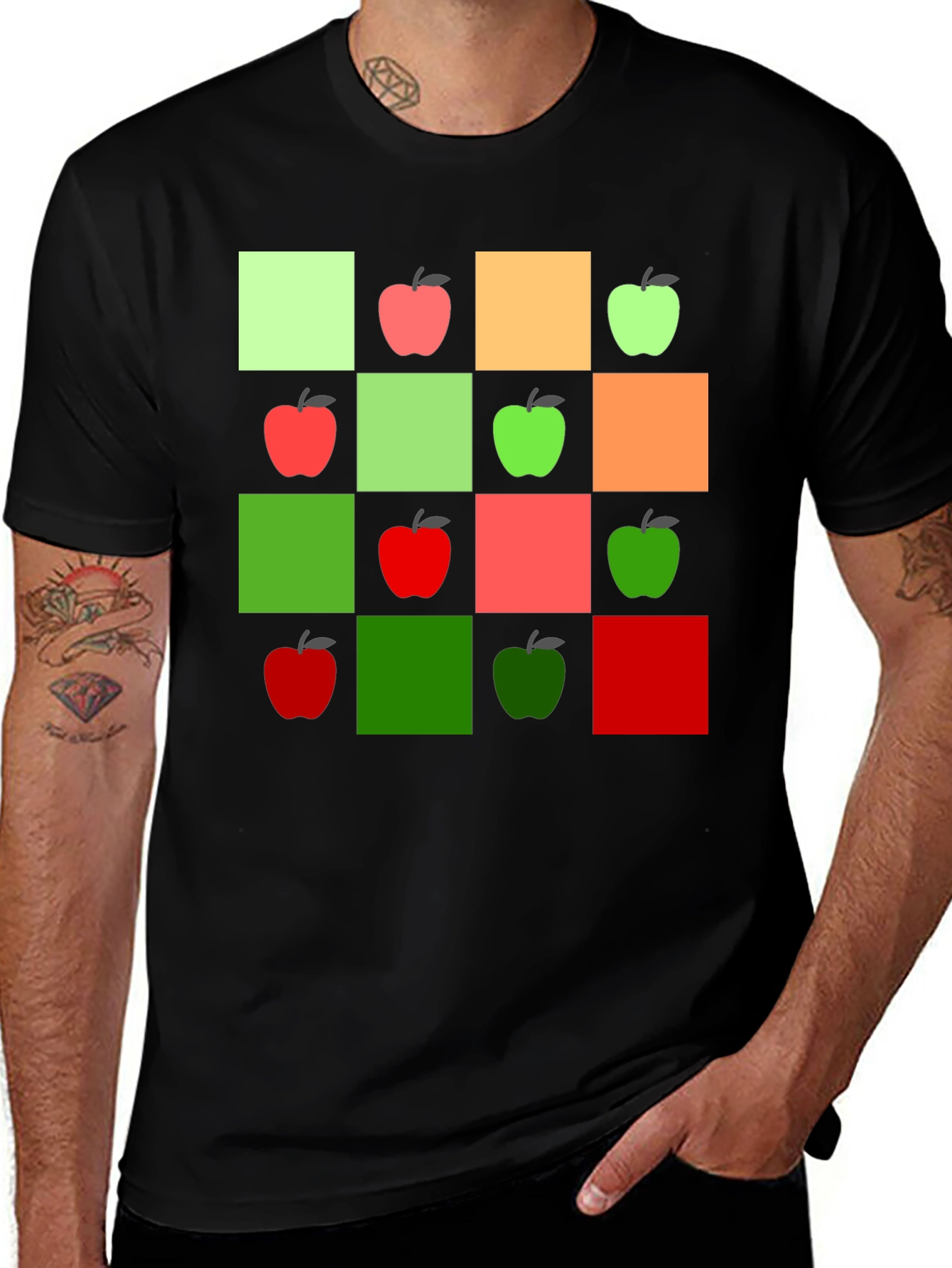 Geometric Apple Pattern T-Shirt