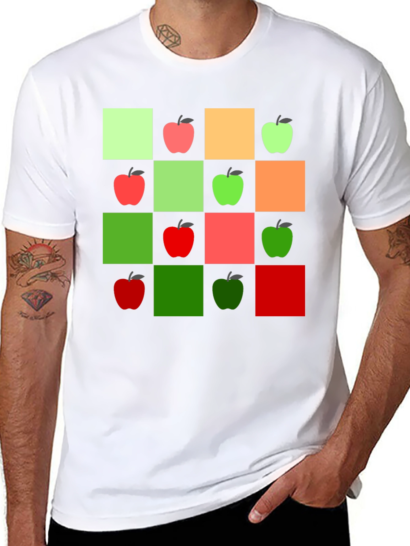Geometric Apple Pattern T-Shirt