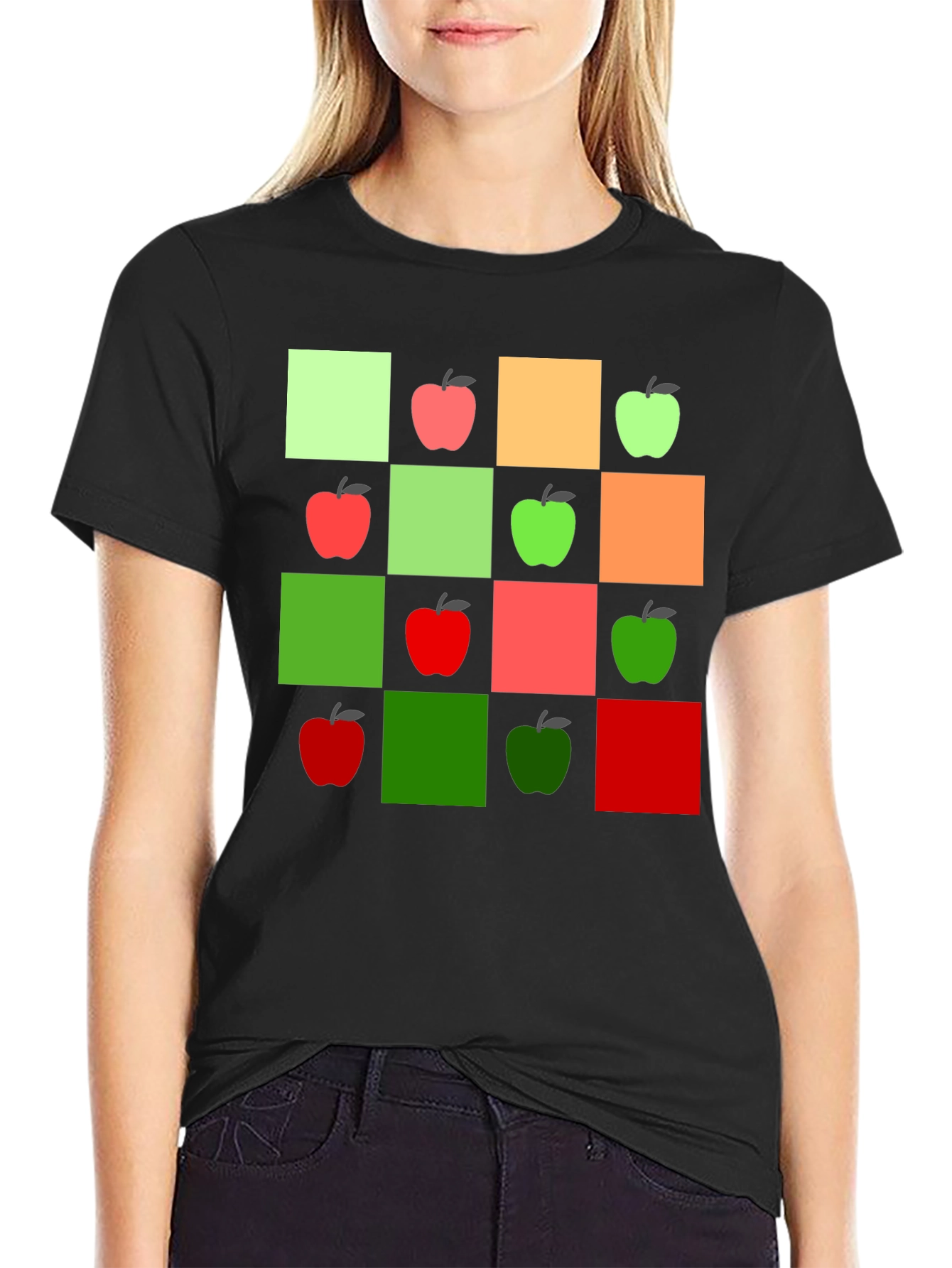 Geometric Apple Pattern T-Shirt