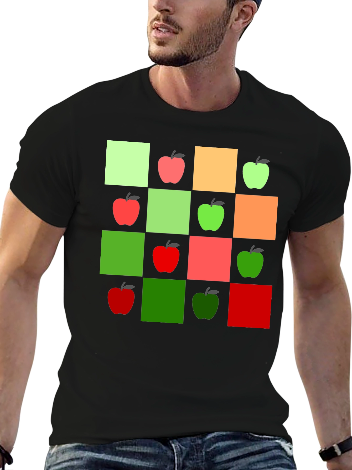Geometric Apple Pattern T-Shirt
