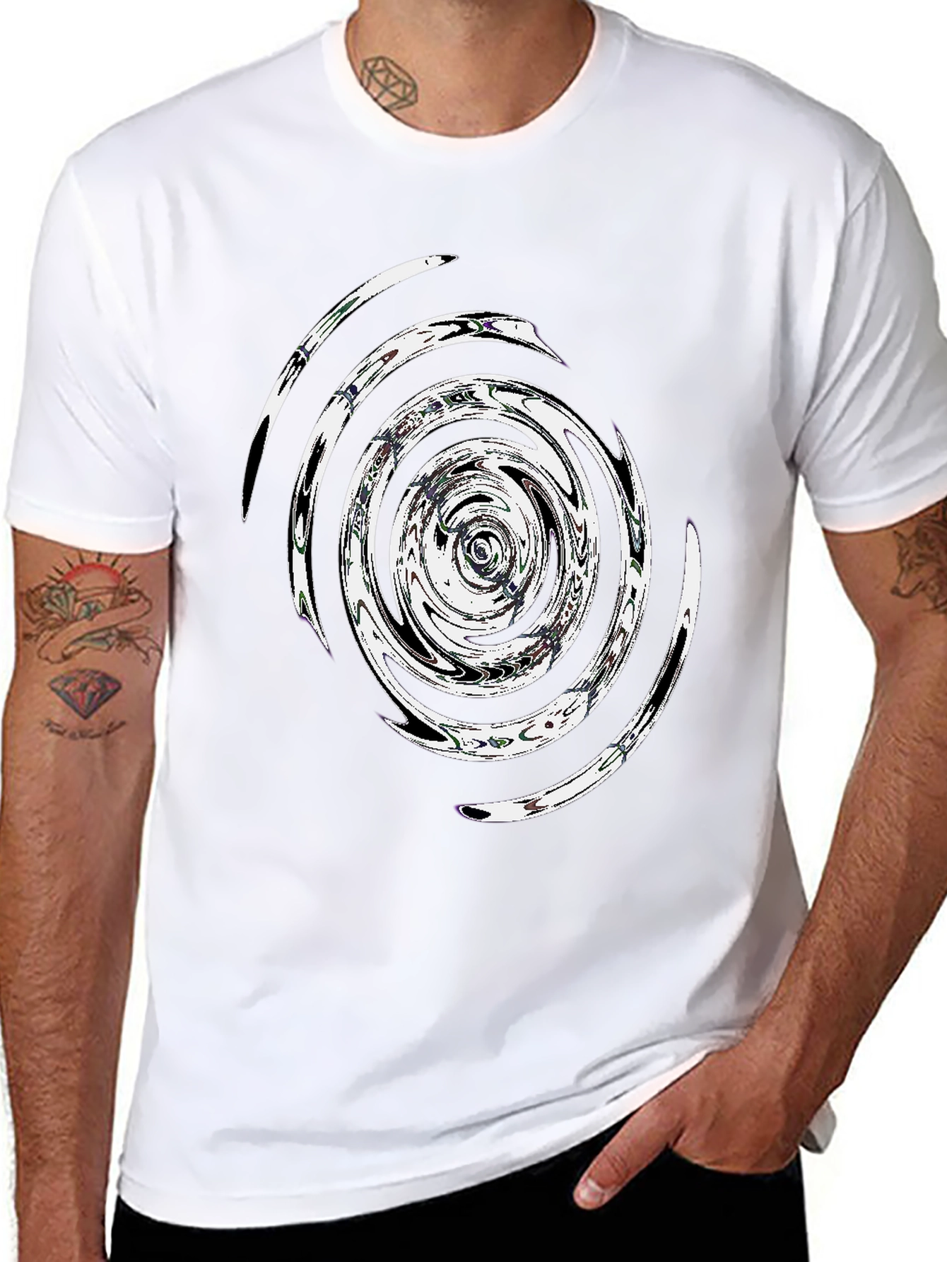 Abstract Swirl Graphic Tee - Mens Black T-Shirt