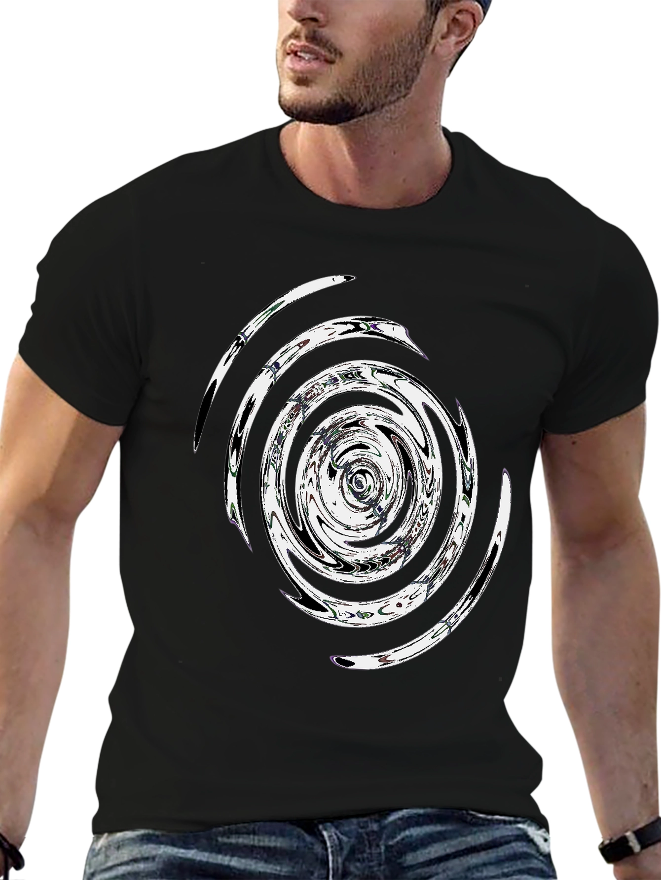 Abstract Swirl Graphic Tee - Mens Black T-Shirt
