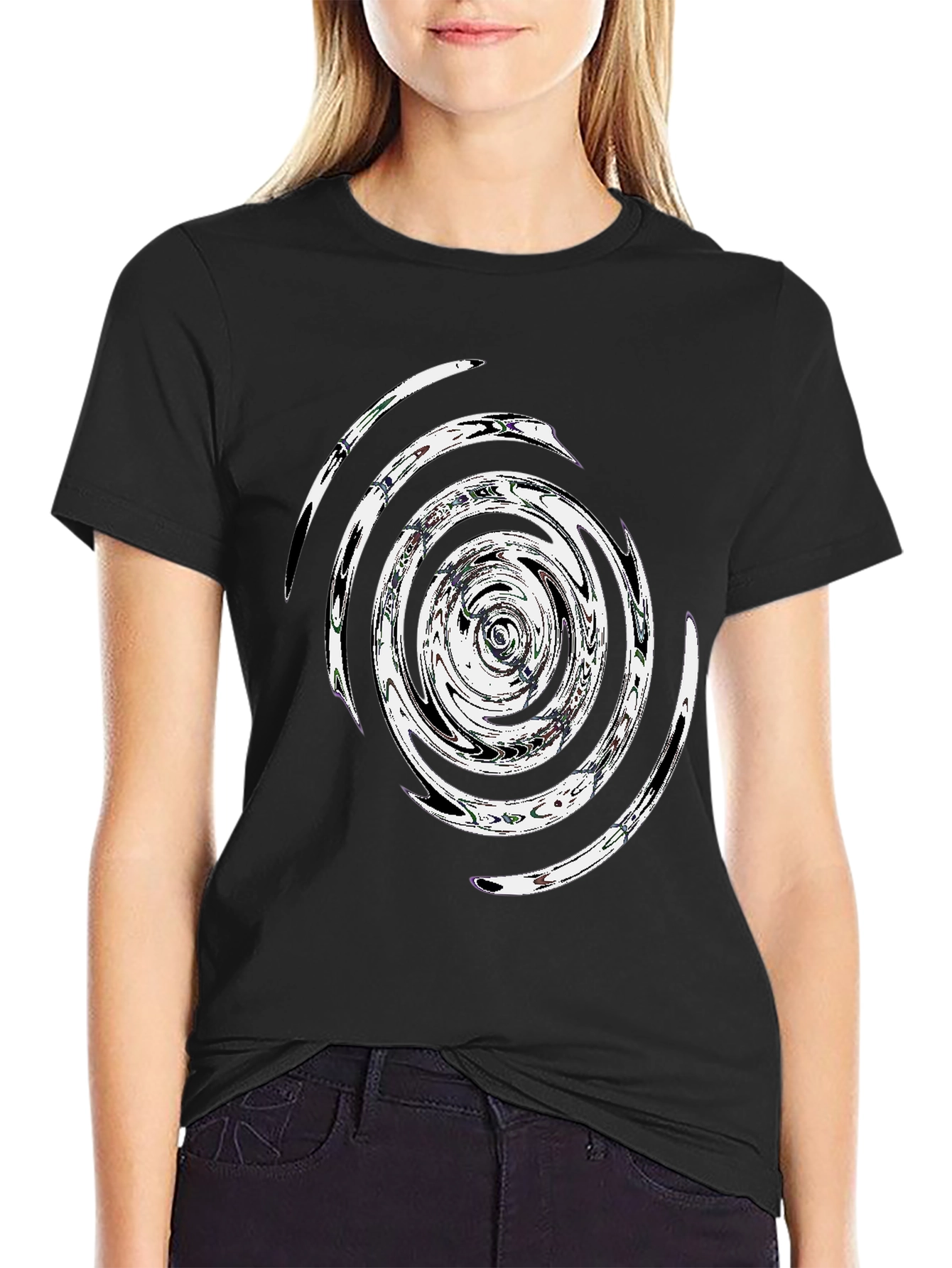 Abstract Swirl Graphic Tee - Mens Black T-Shirt