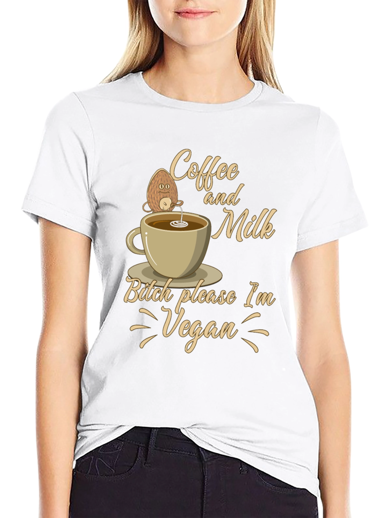 Vegan Coffee T-Shirt - Coffee and Milk Graphic Tee