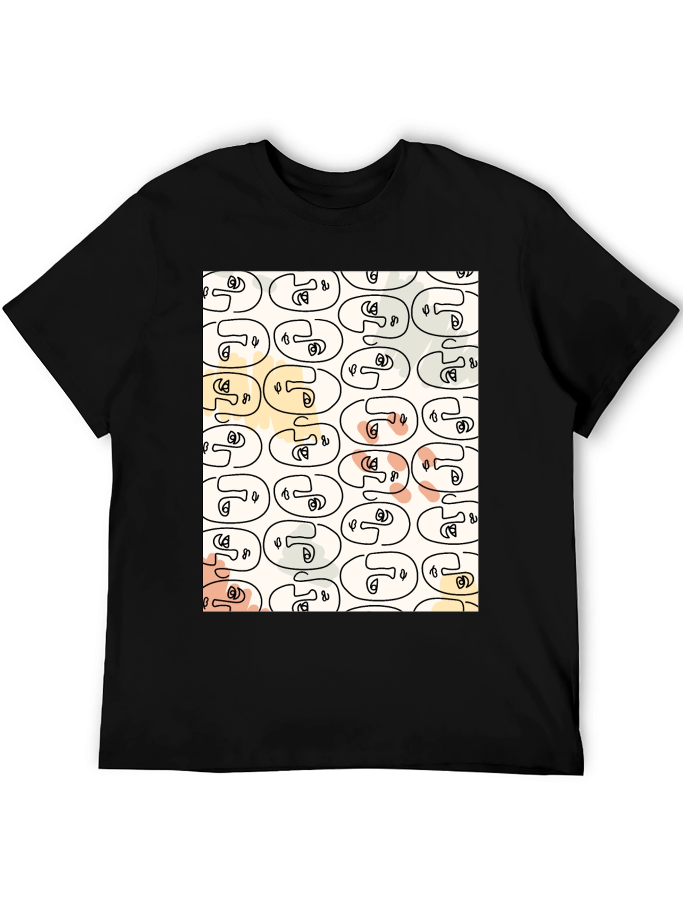 Abstract Face Pattern Graphic T-Shirt