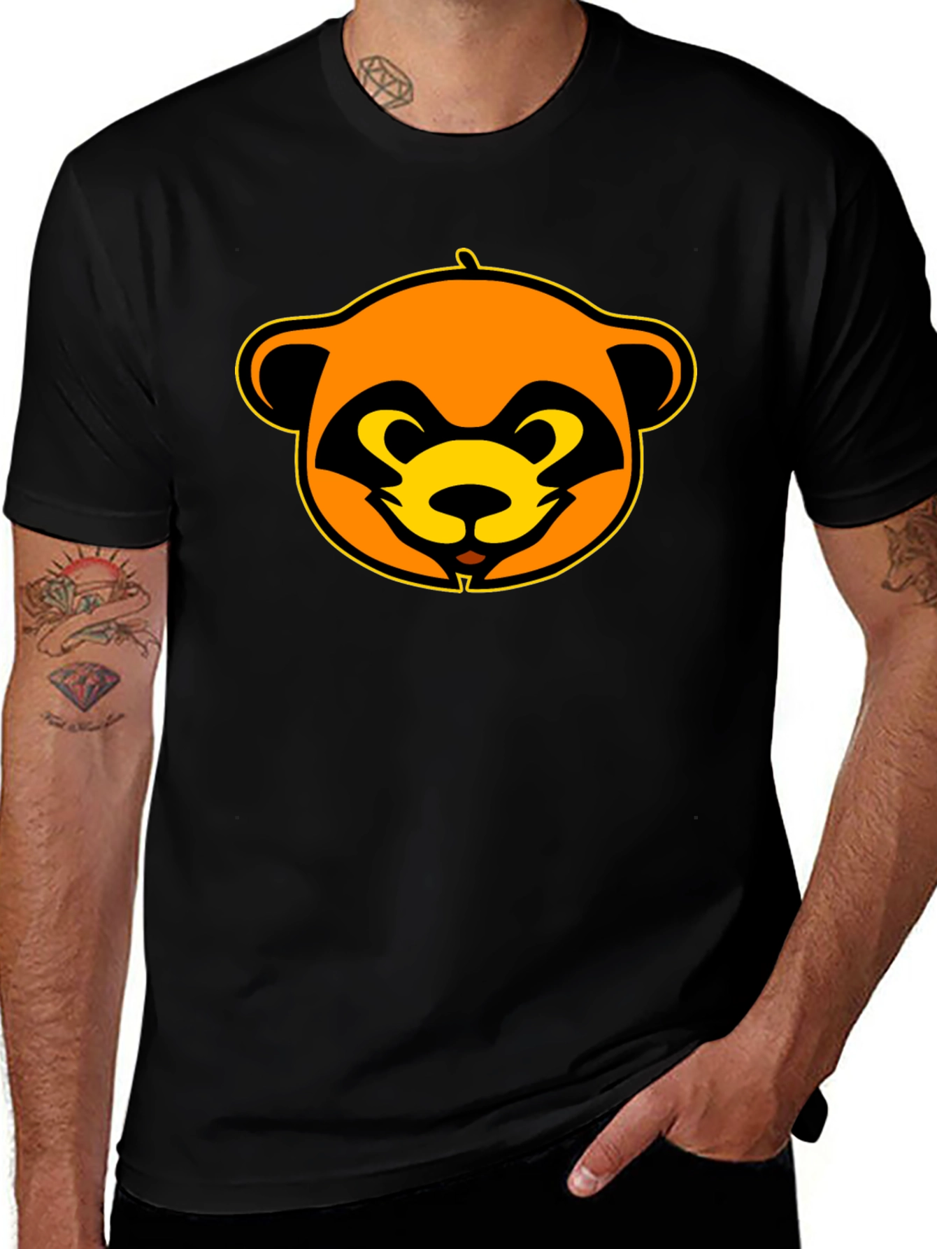 Funky Raccoon Graphic Black T-Shirt