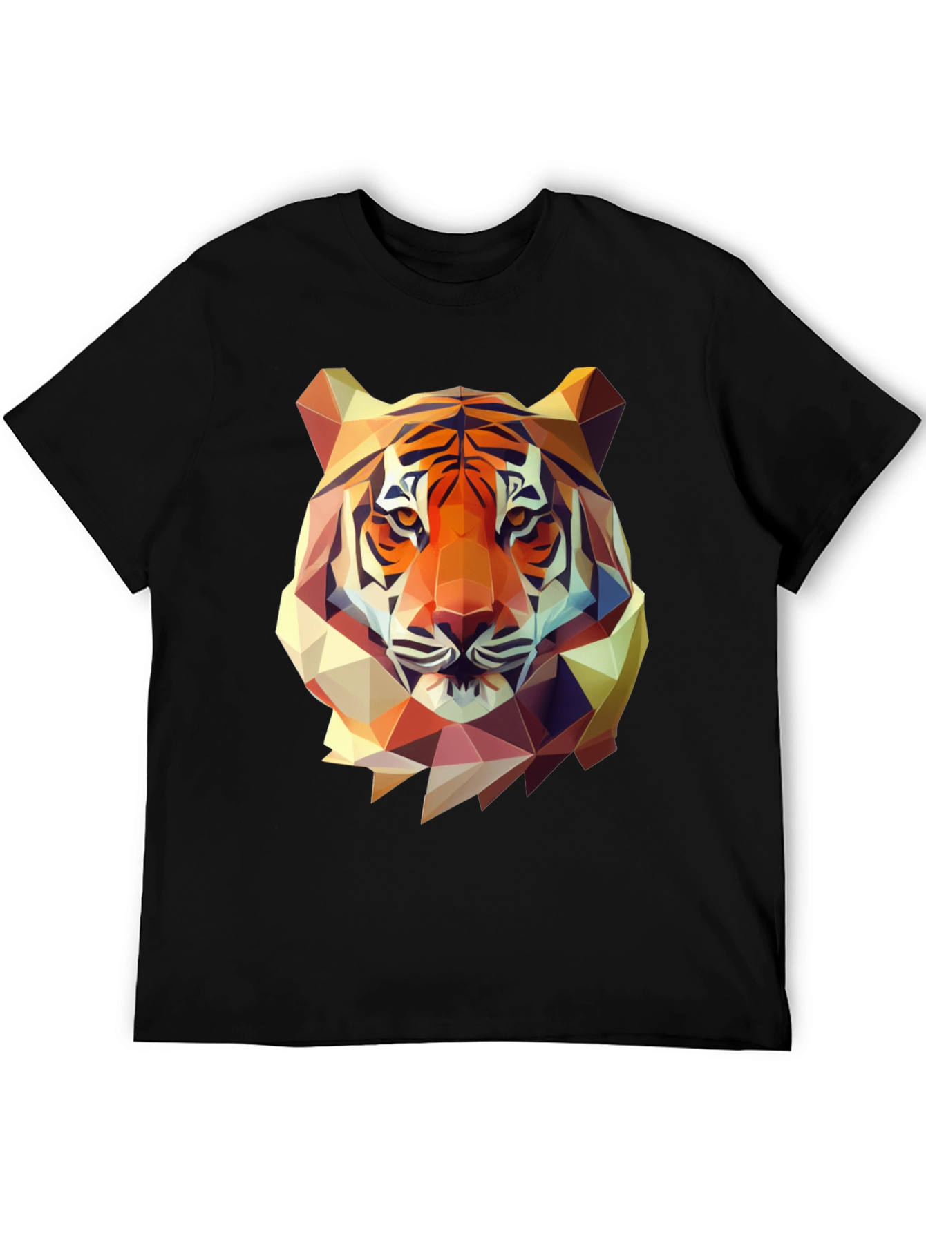 Geometric Tiger Graphic Tee - Mens Black T-Shirt