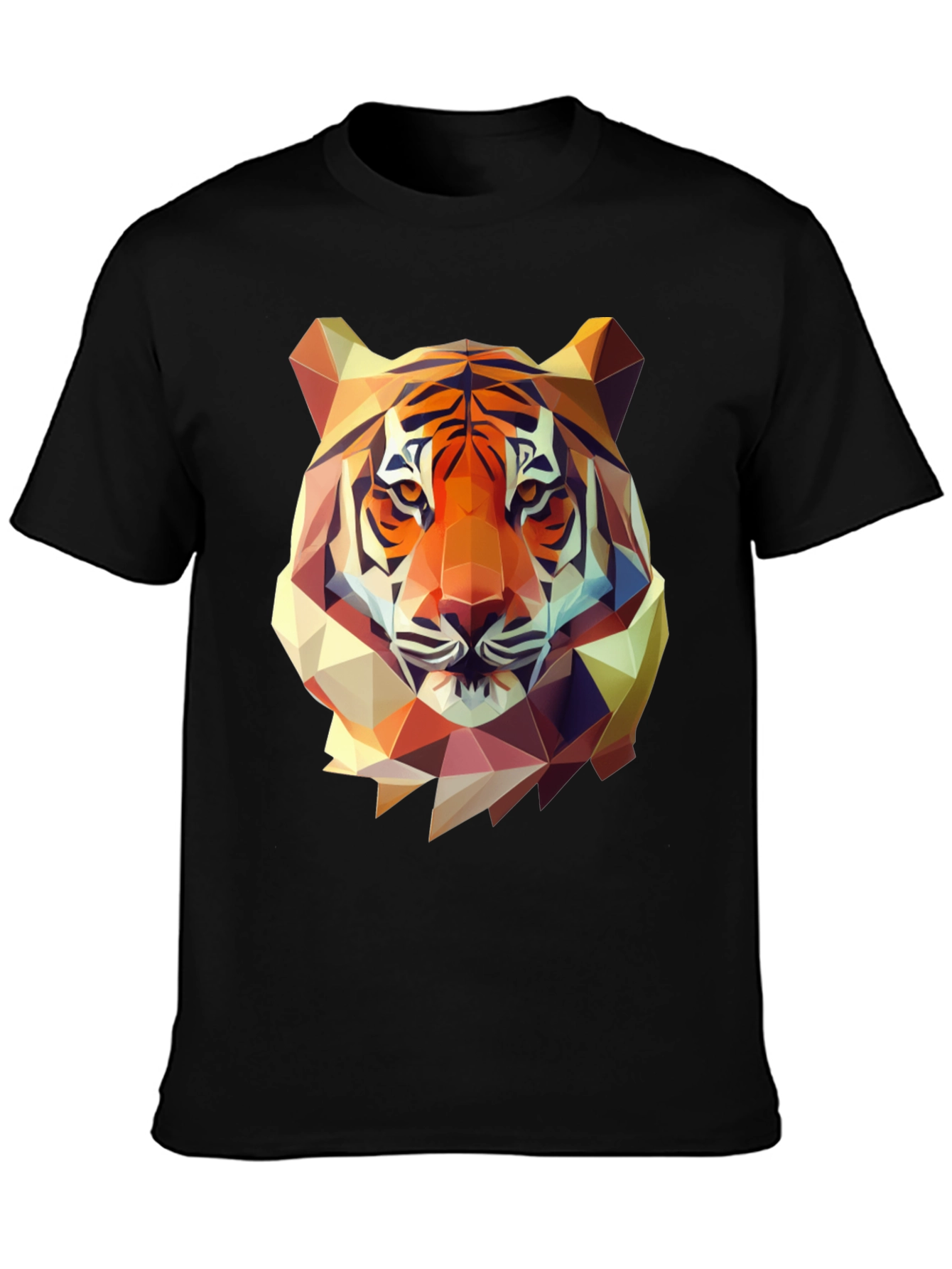 Geometric Tiger Graphic Tee - Mens Black T-Shirt