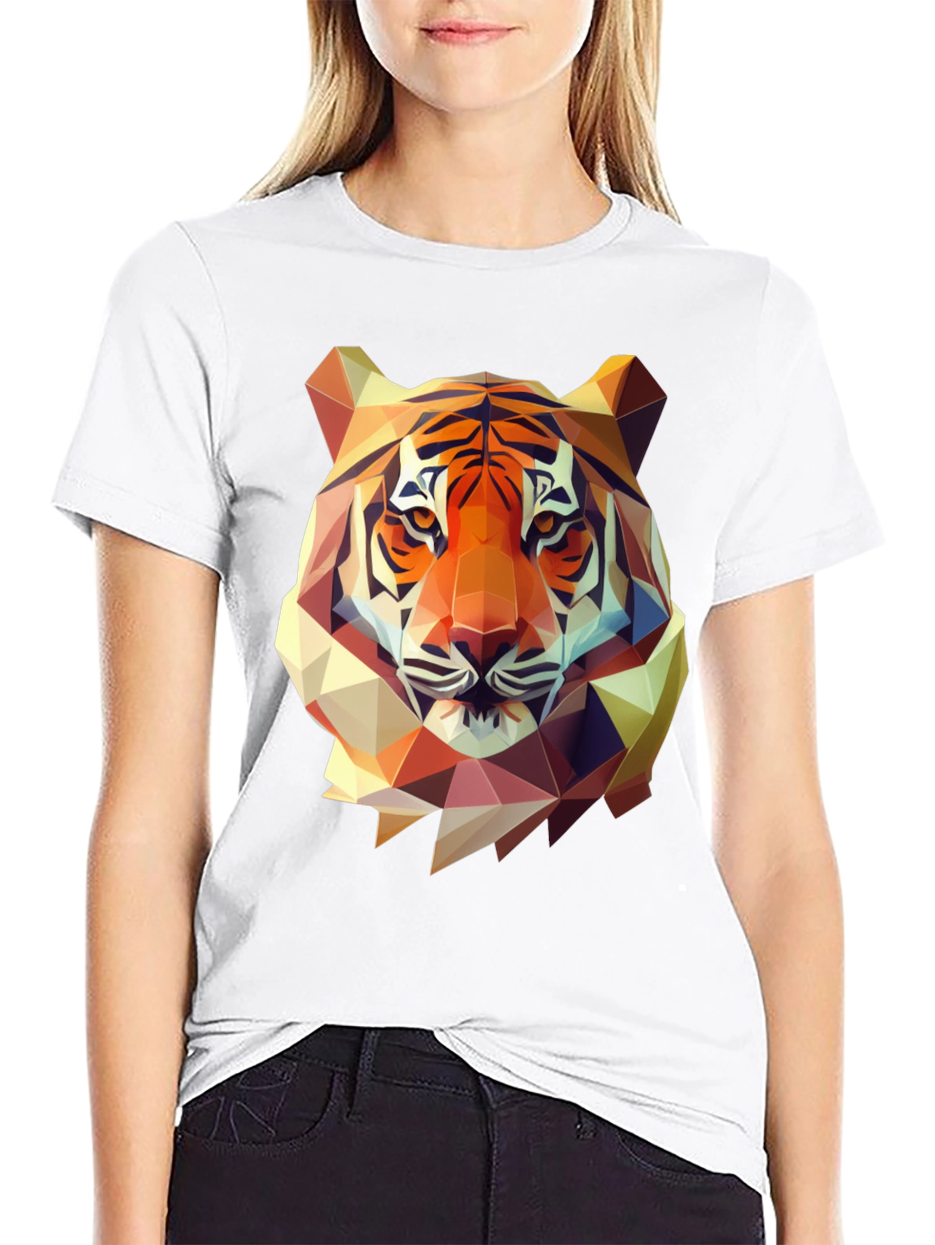 Geometric Tiger Graphic Tee - Mens Black T-Shirt