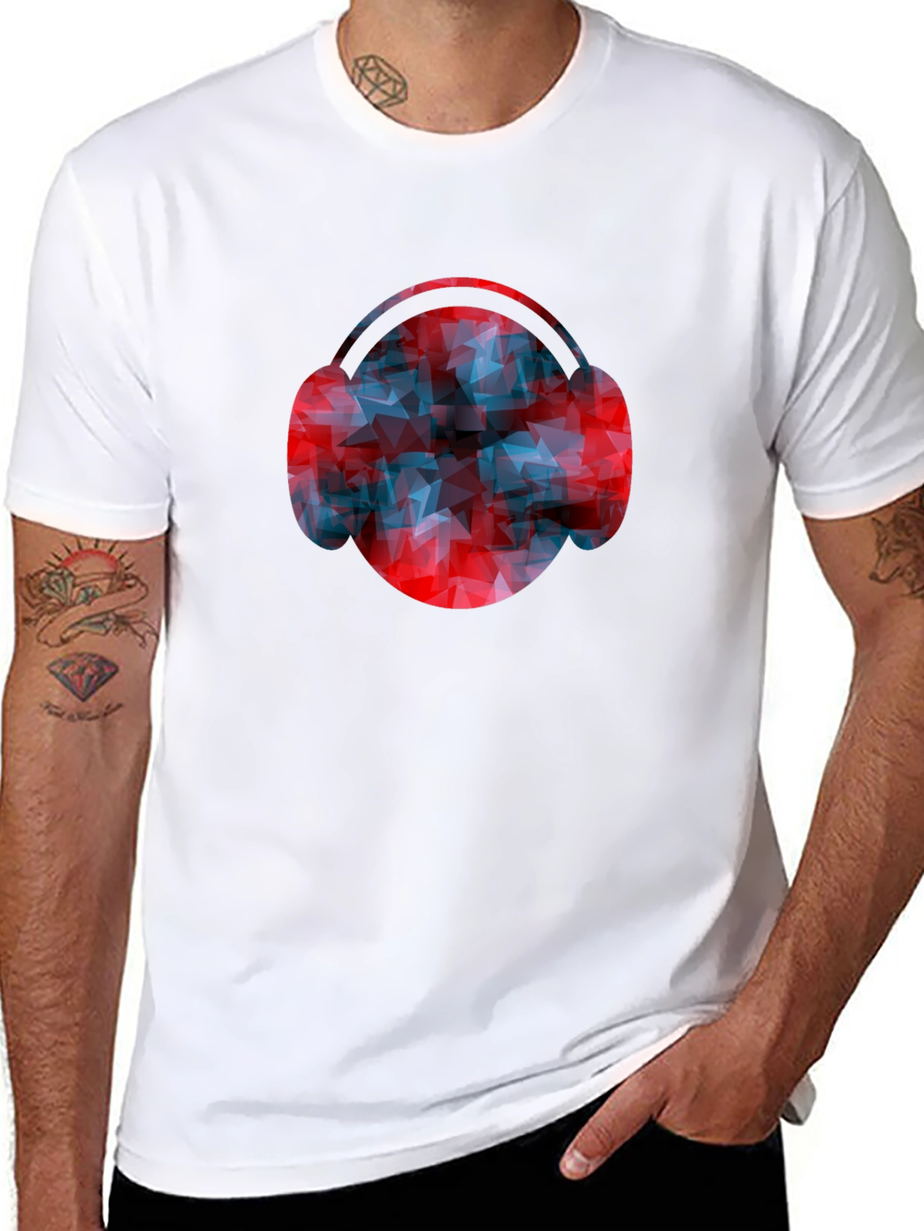 Abstract Headphones Graphic Tee - Modern Design
