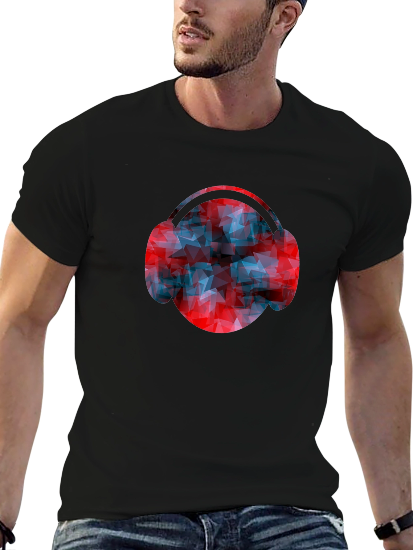 Abstract Headphones Graphic Tee - Modern Design