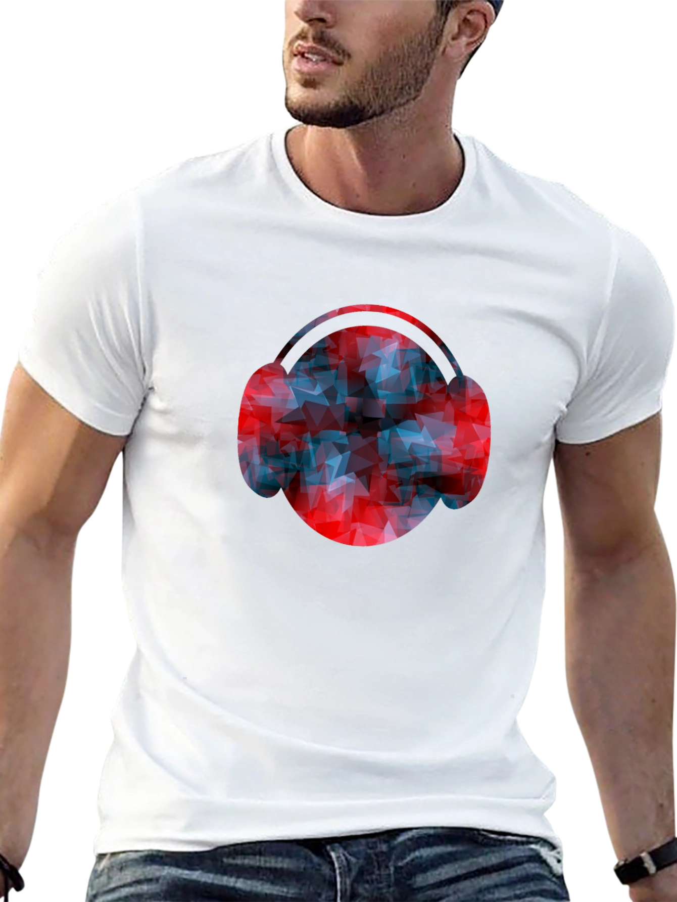 Abstract Headphones Graphic Tee - Modern Design