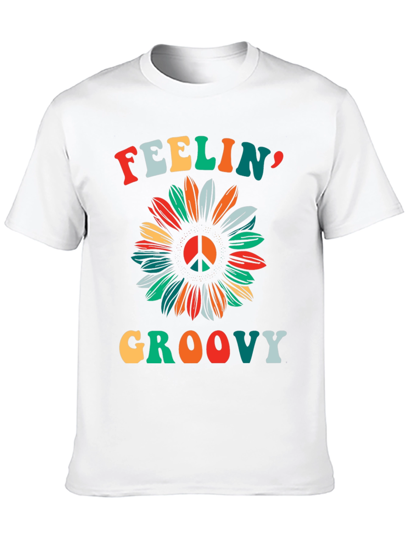 Feelin Groovy Peace Sign Sunflower Graphic Tee