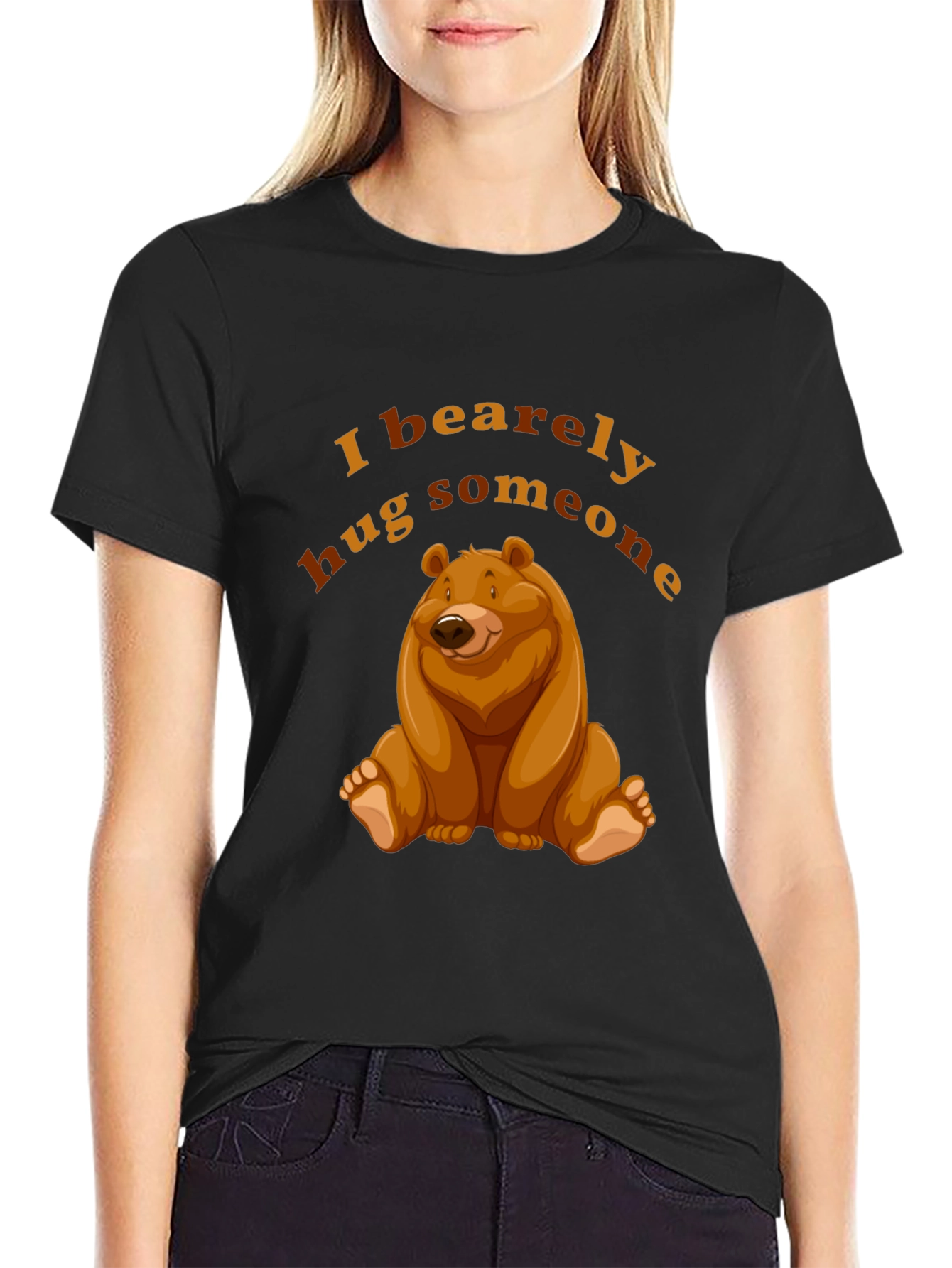 I Bearely Hug Someone T-Shirt Bear Graphic Novelty Tee