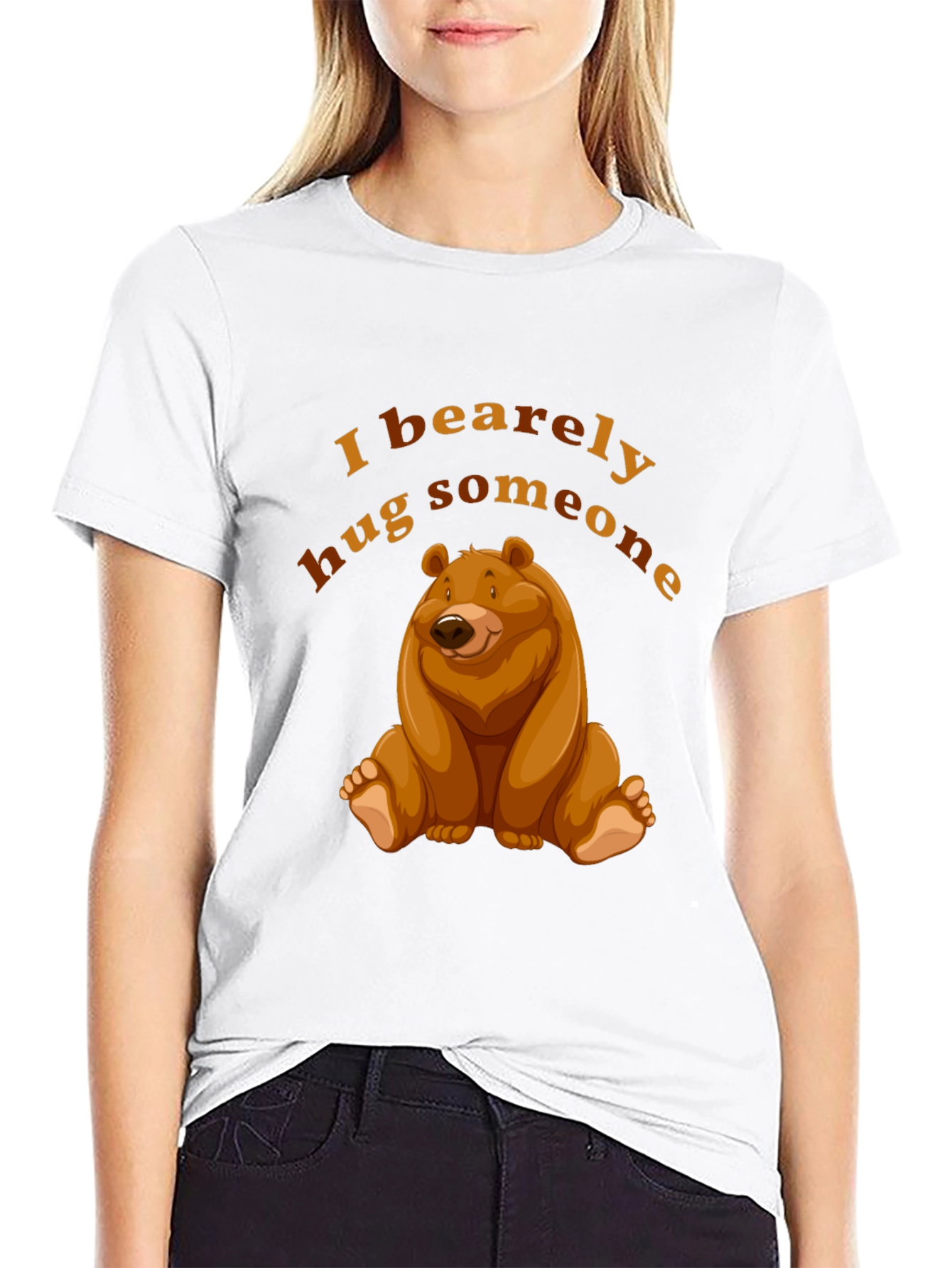 I Bearely Hug Someone T-Shirt Bear Graphic Novelty Tee