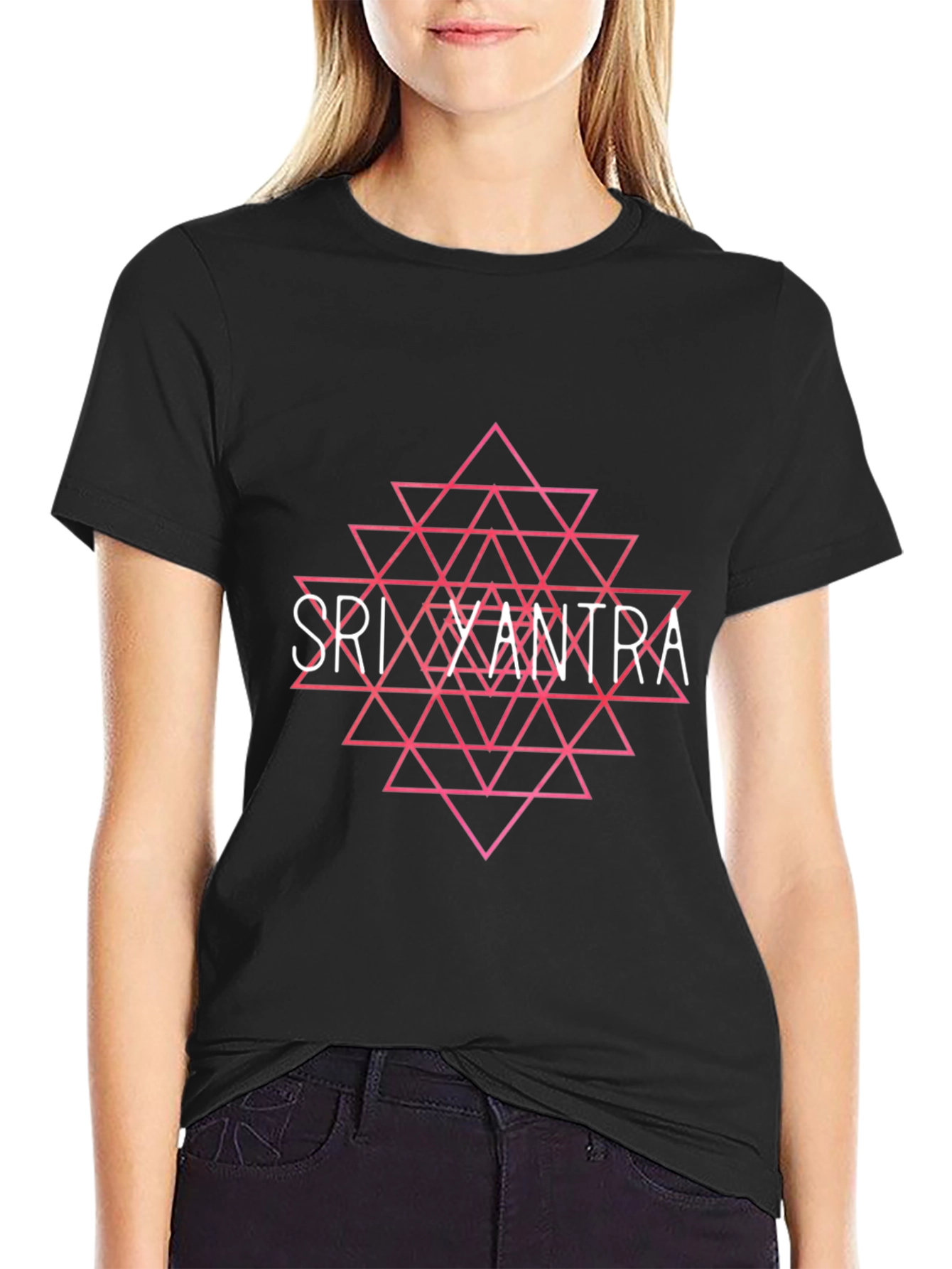Sri Yantra Graphic Tee - Black Cotton Comfort
