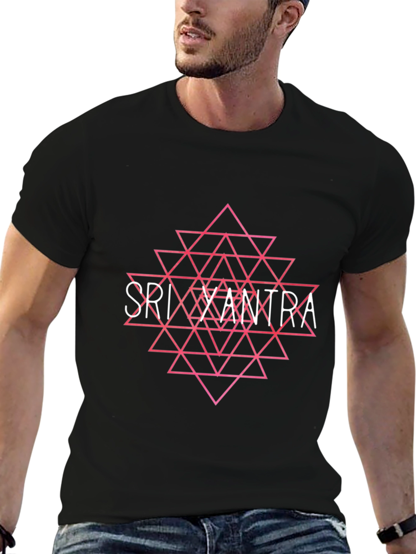 Sri Yantra Graphic Tee - Black Cotton Comfort