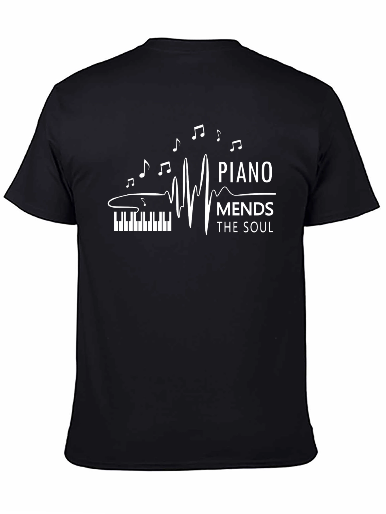 Piano Mends The Soul - Black Graphic T-Shirt