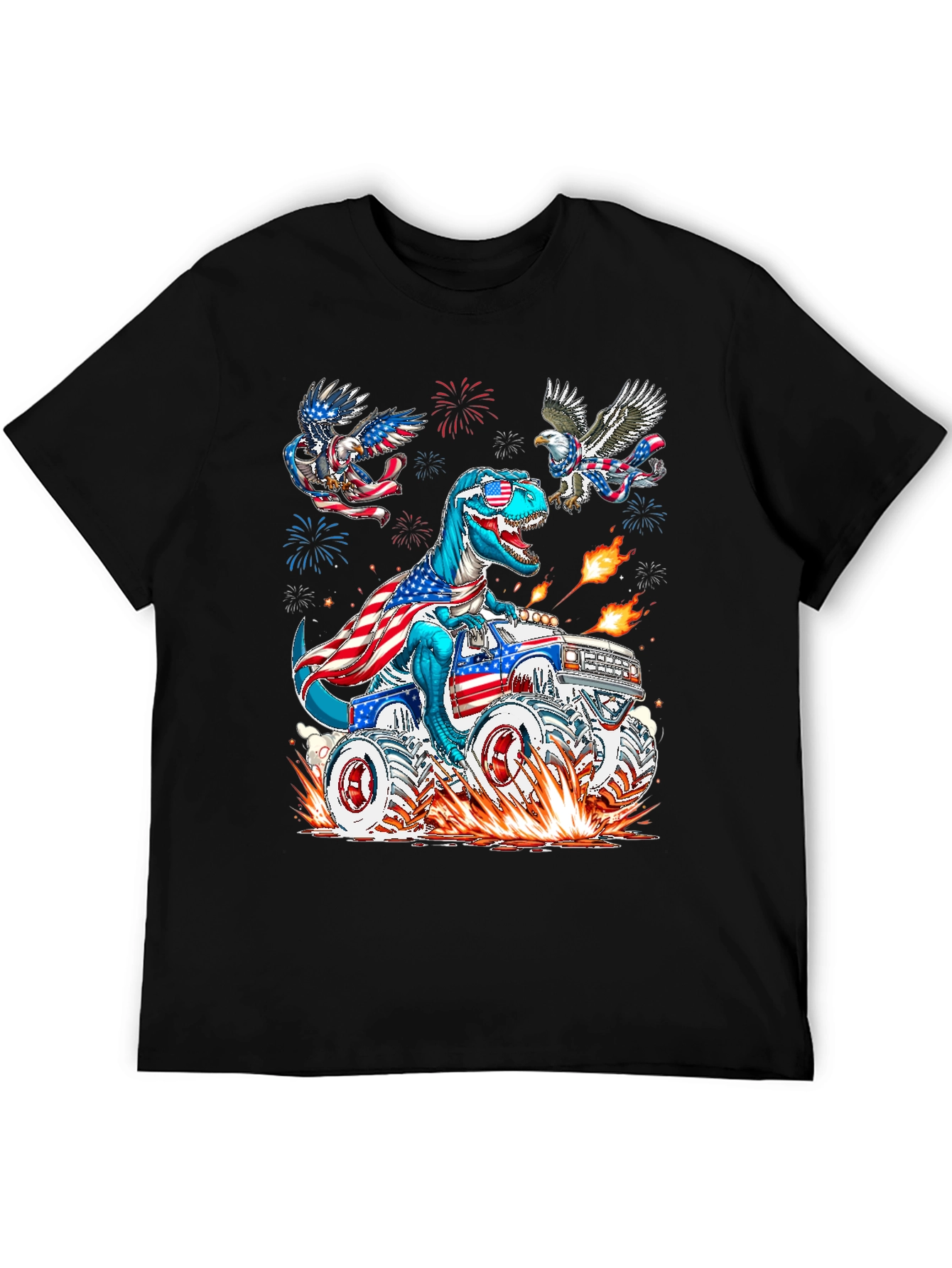 Patriotic T-Rex Monster Truck Graphic Tee