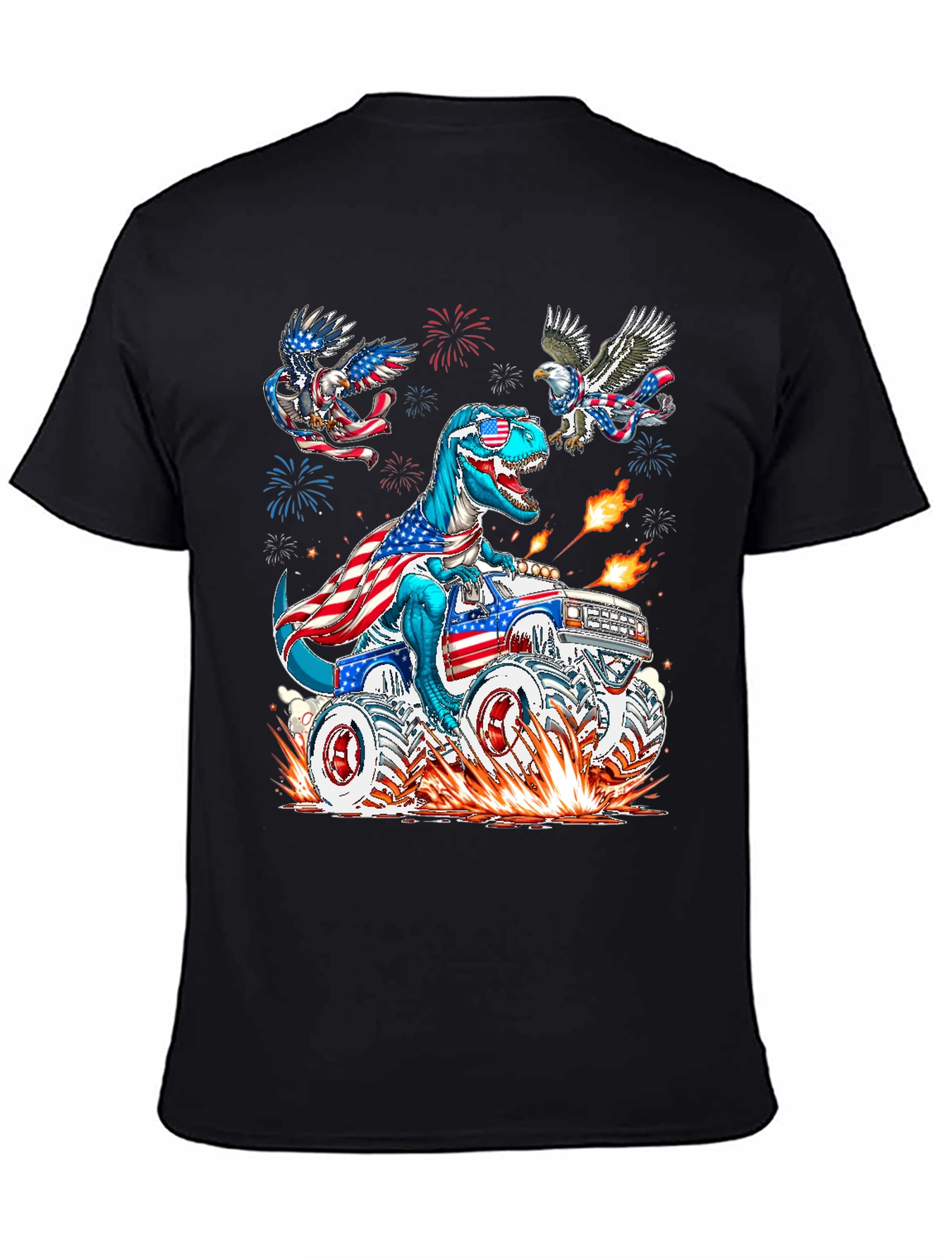 Patriotic T-Rex Monster Truck Graphic Tee