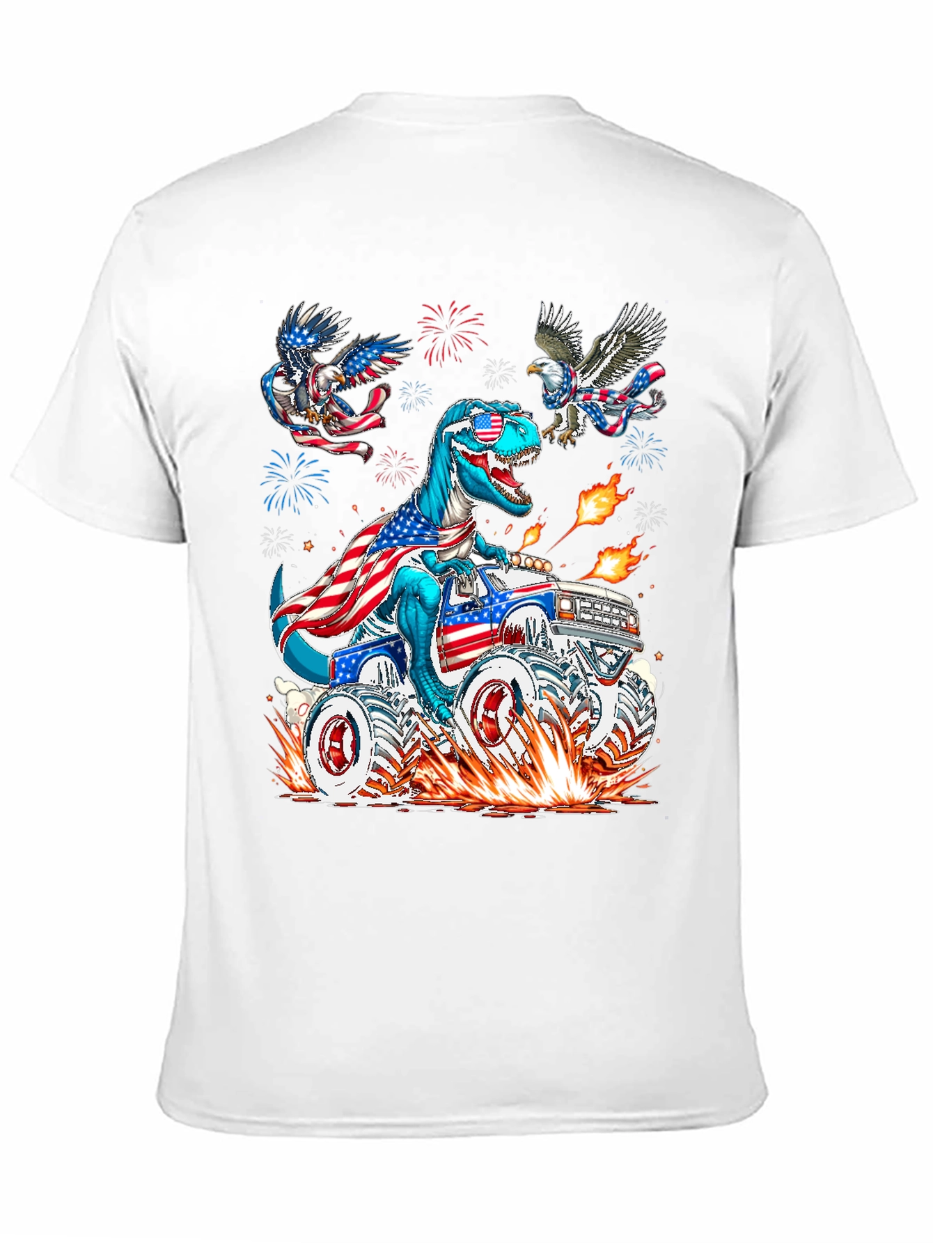 Patriotic T-Rex Monster Truck Graphic Tee