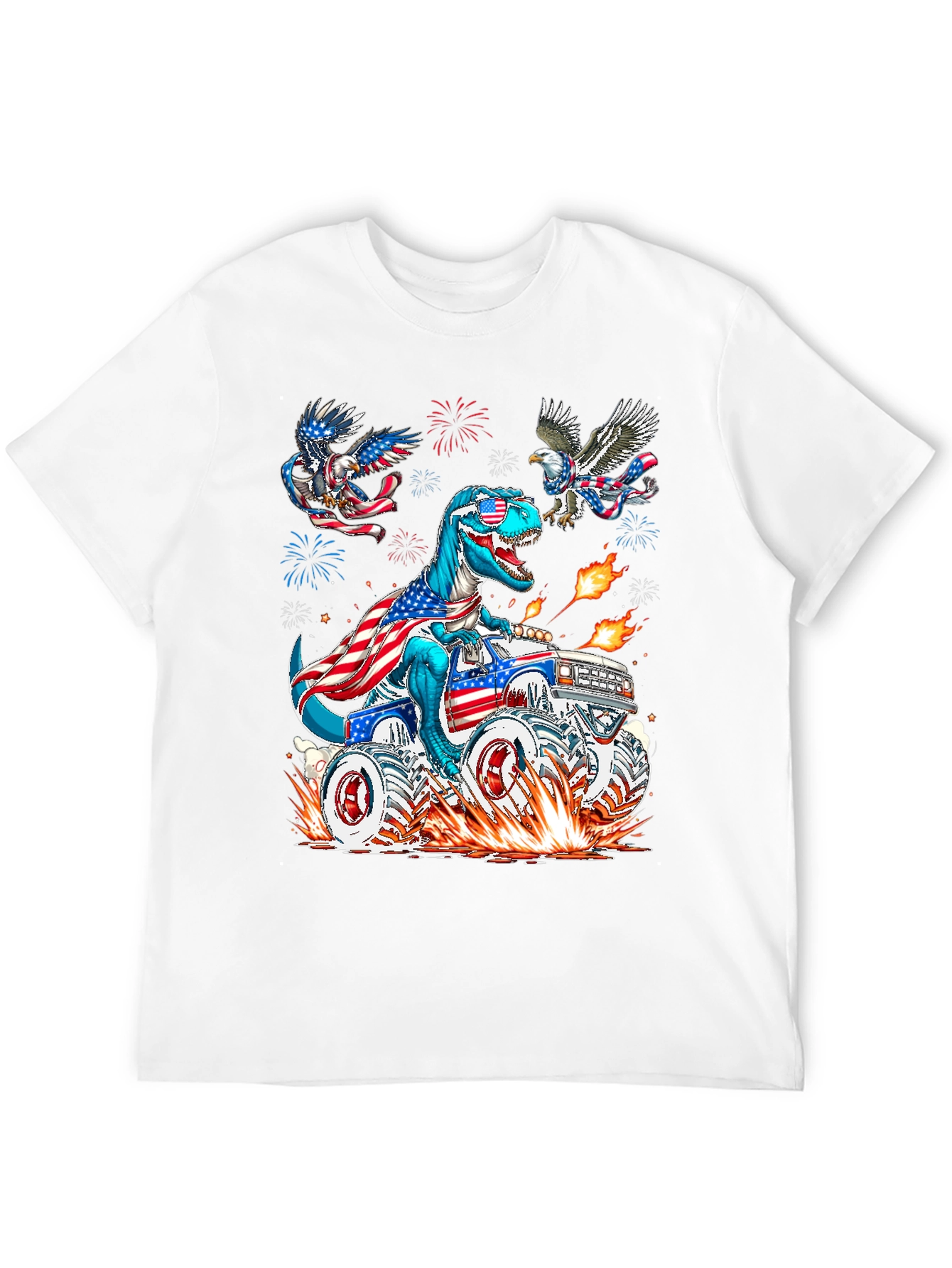 Patriotic T-Rex Monster Truck Graphic Tee