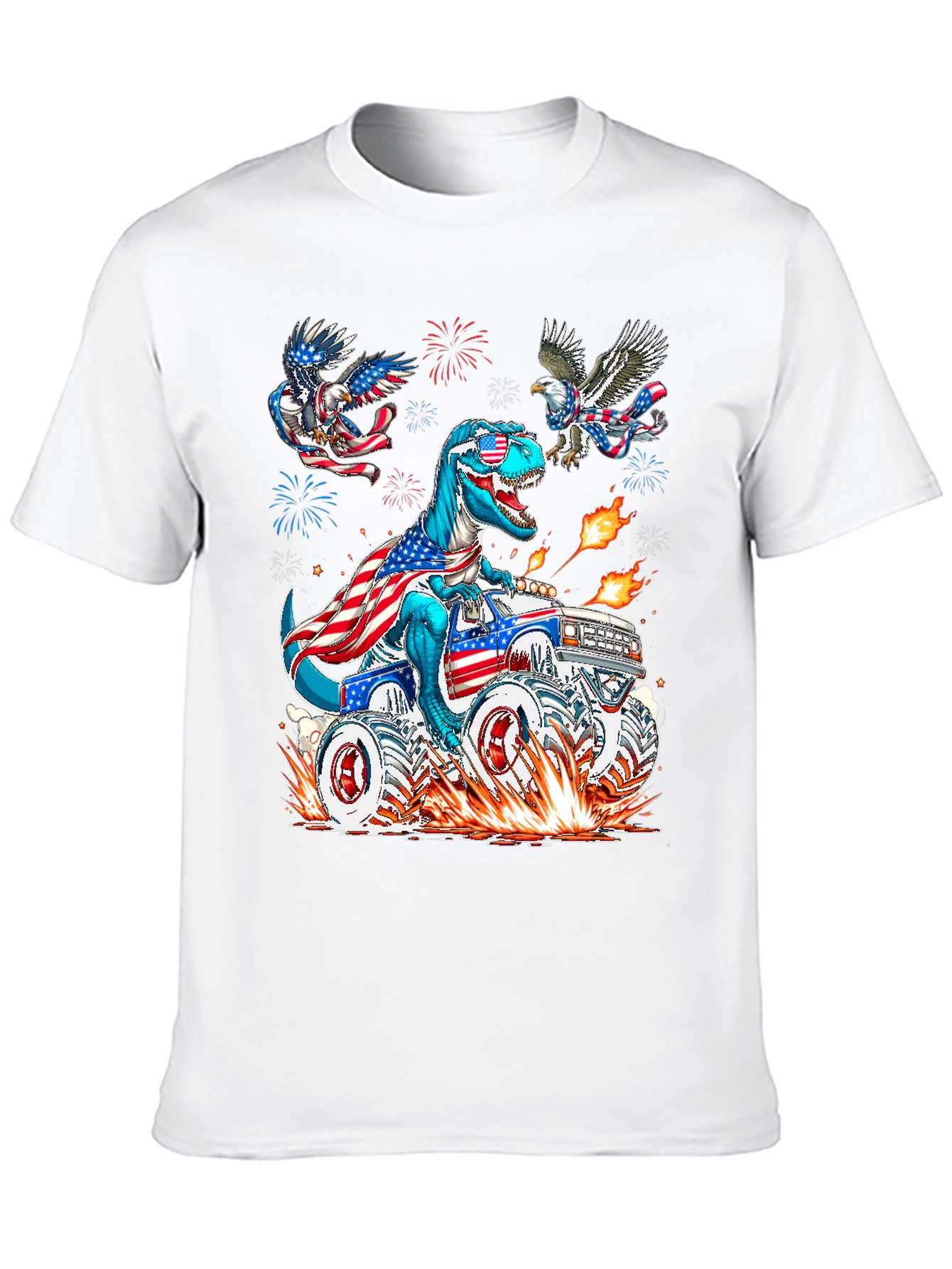 Patriotic T-Rex Monster Truck Graphic Tee