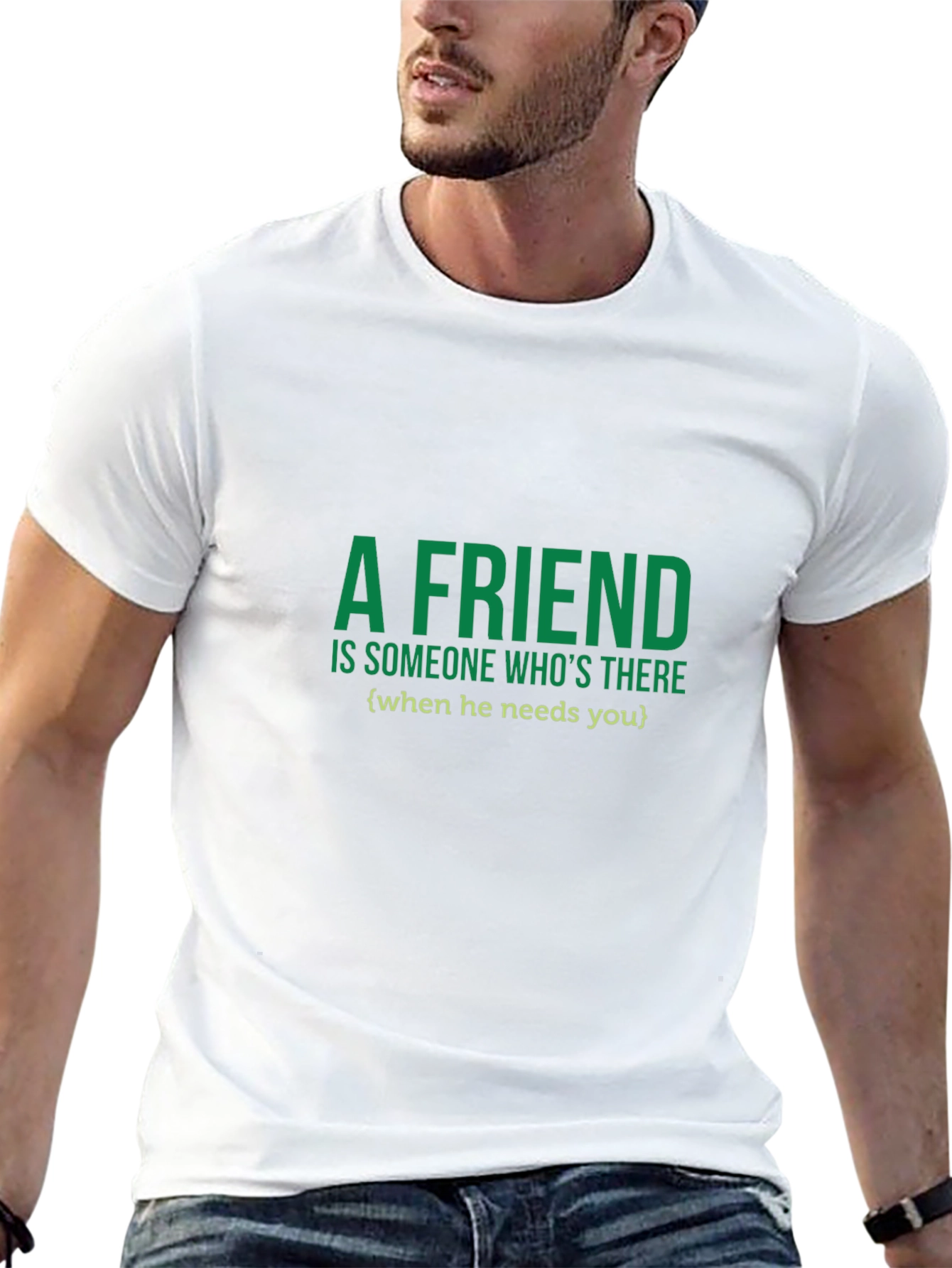A Friend T-Shirt - Green Text on Black