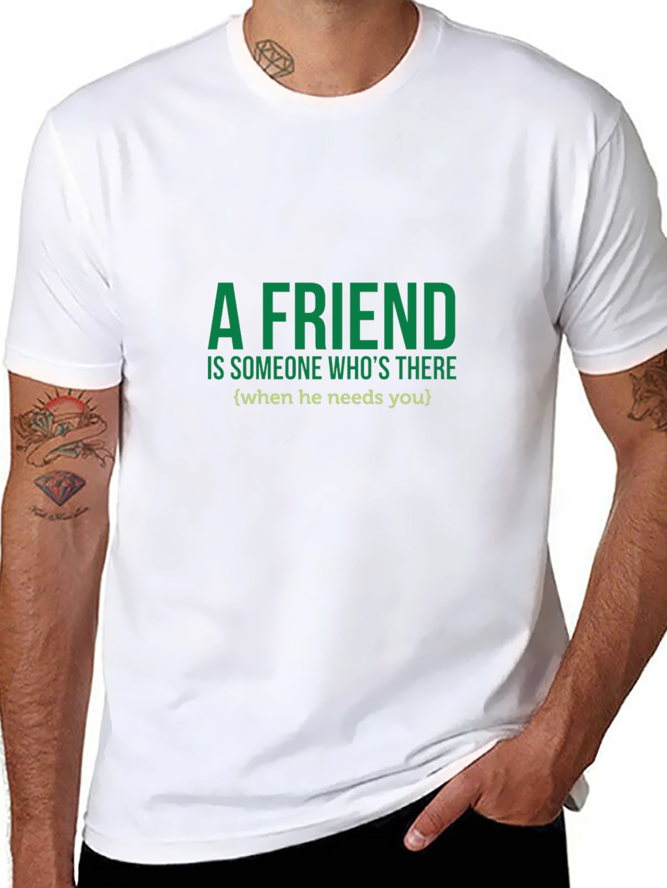 A Friend T-Shirt - Green Text on Black