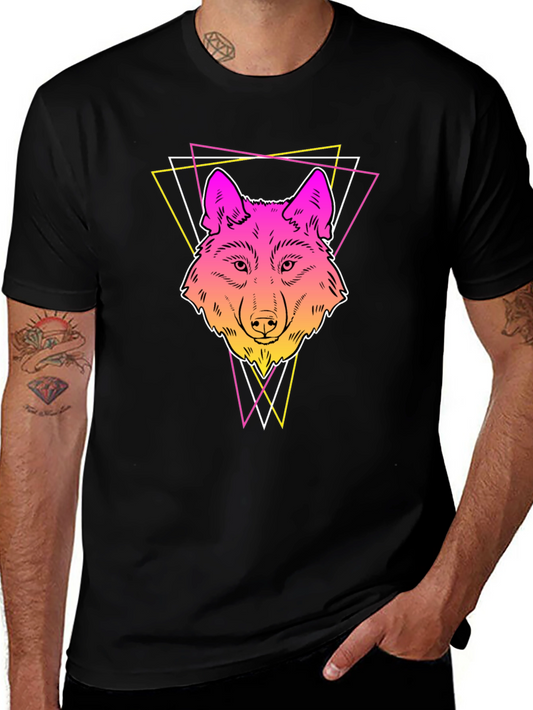 Neon Wolf Graphic Tee - Stylish Mens Black T-Shirt