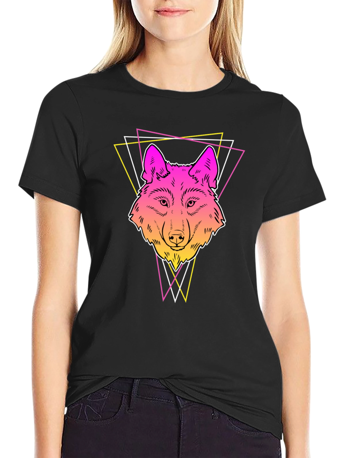 Neon Wolf Graphic Tee - Stylish Mens Black T-Shirt