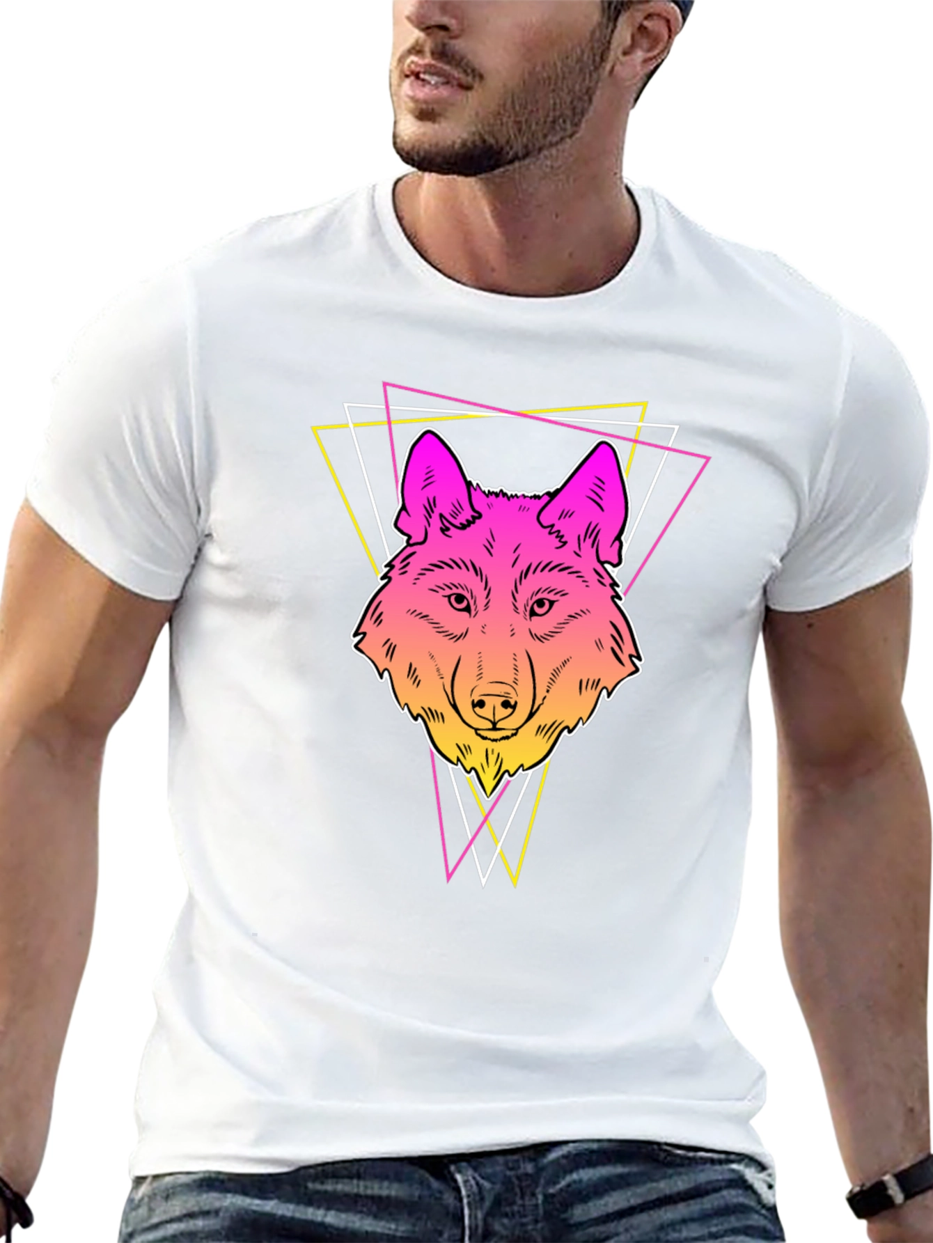 Neon Wolf Graphic Tee - Stylish Mens Black T-Shirt