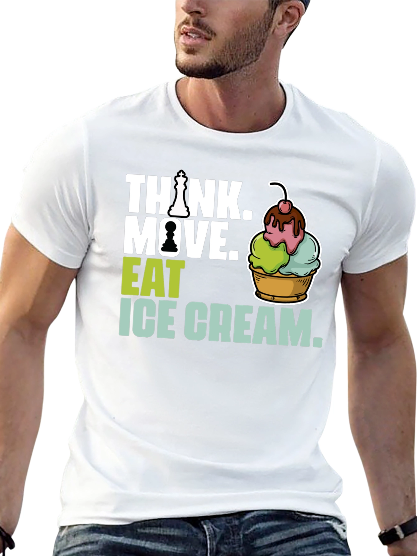 Think. Move. Eat Ice Cream Graphic Tee